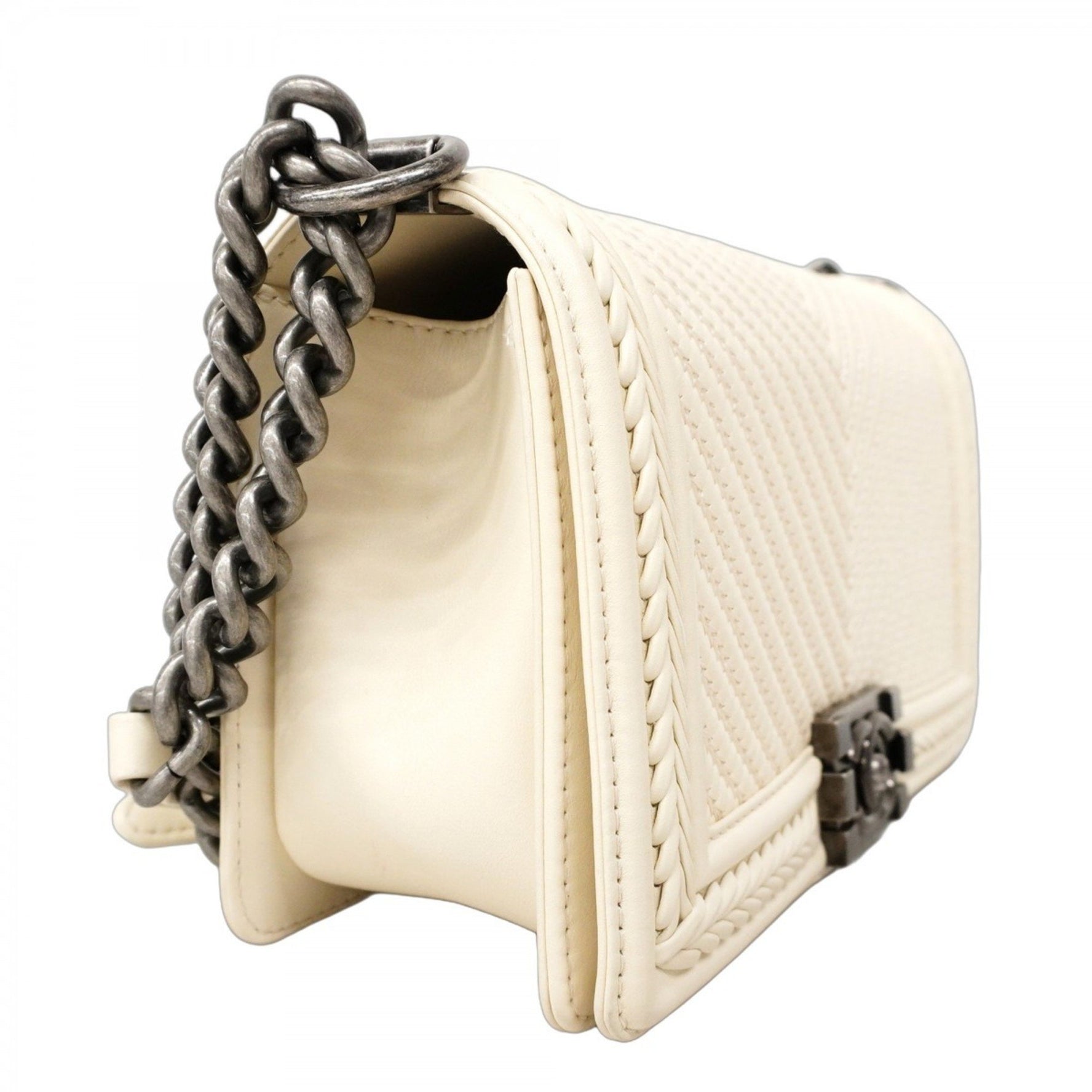Chanel Boy Shoulder Bag, V-Stitch Chain Lambskin