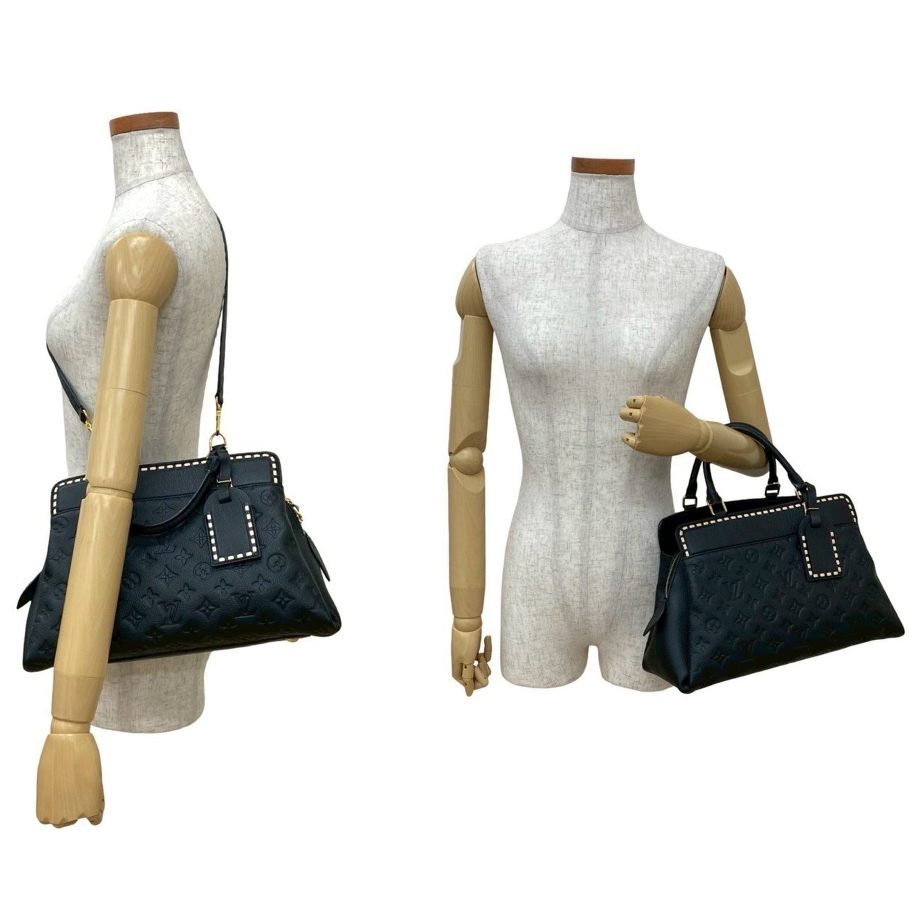 LOUIS VUITTON Vosges MM Monogram Empreinte Leather Handbag/Shoulder Bag, Noir 518-8