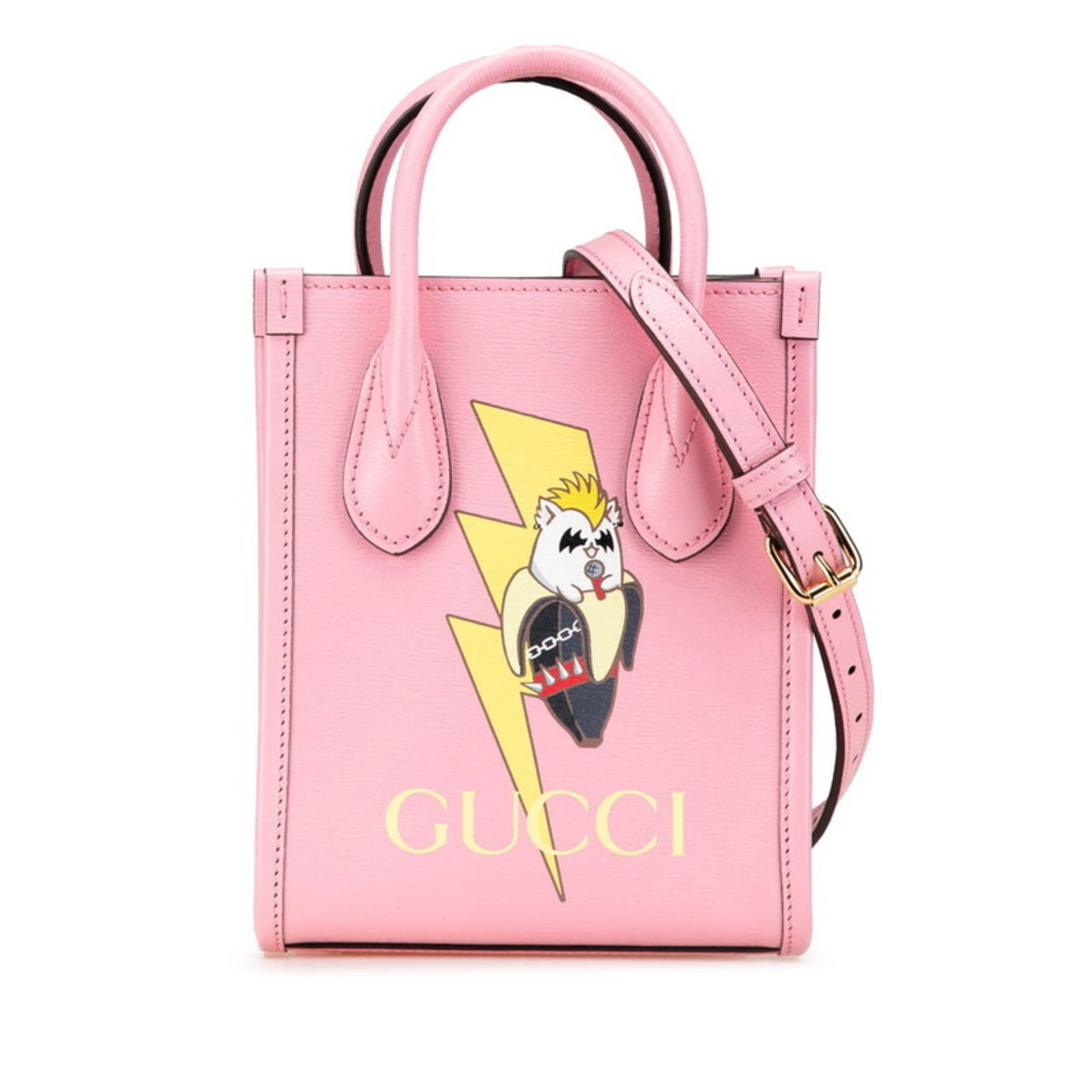 Gucci x Bananya Mini Handbag Shoulder Bag Pink Multicolor Leather