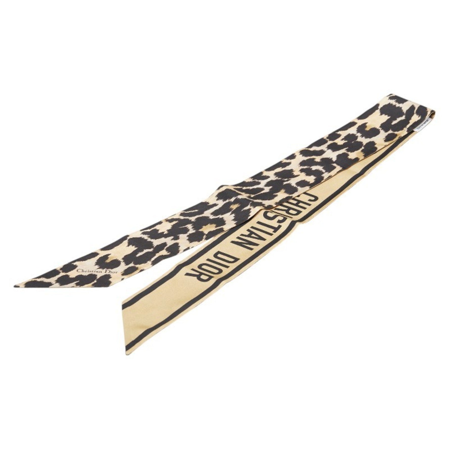 Christian Dior Dior Mitzah Leopard Print Scarf, Brown and Black Silk