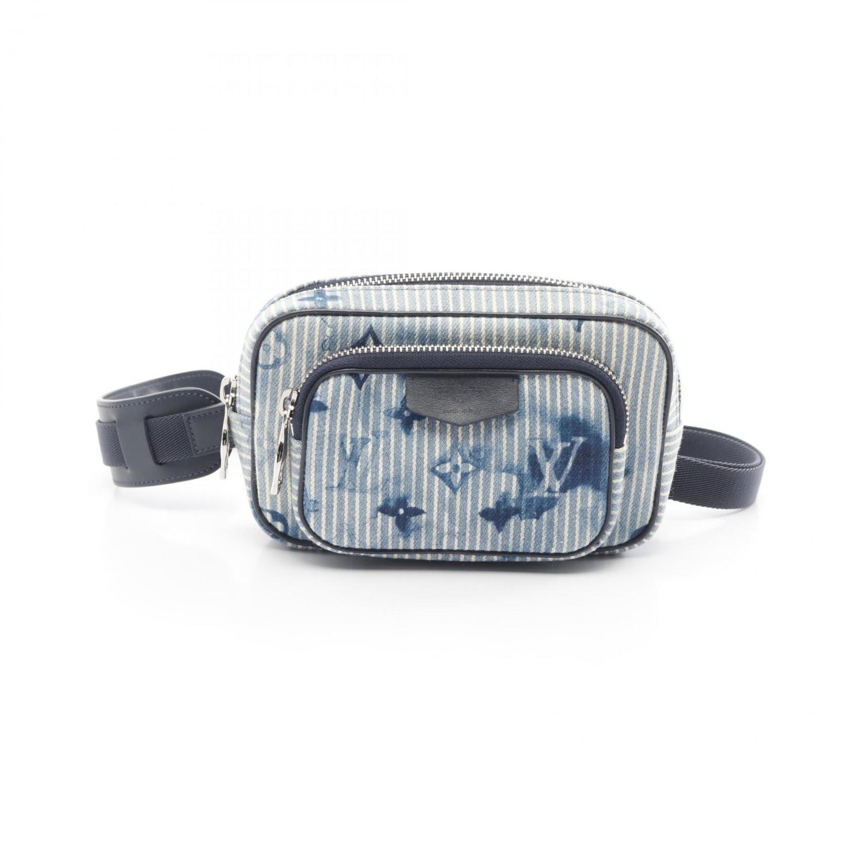 Louis Vuitton Outdoor Pochette Hickory Stripe Collection Waist Bag Body Canvas Leather Monogram Watercolor Blue Navy