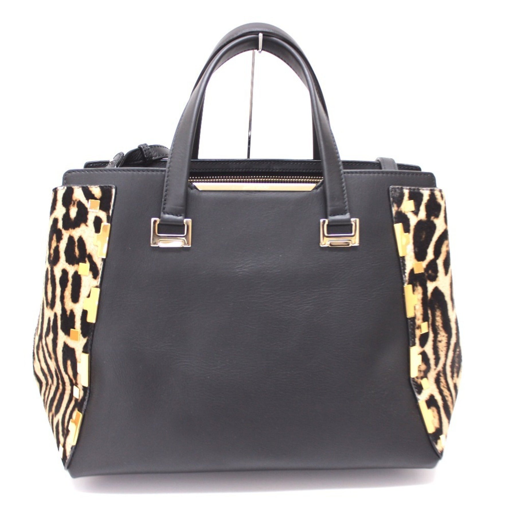 Jimmy Choo Leopard handbag shoulder bag leather pony black