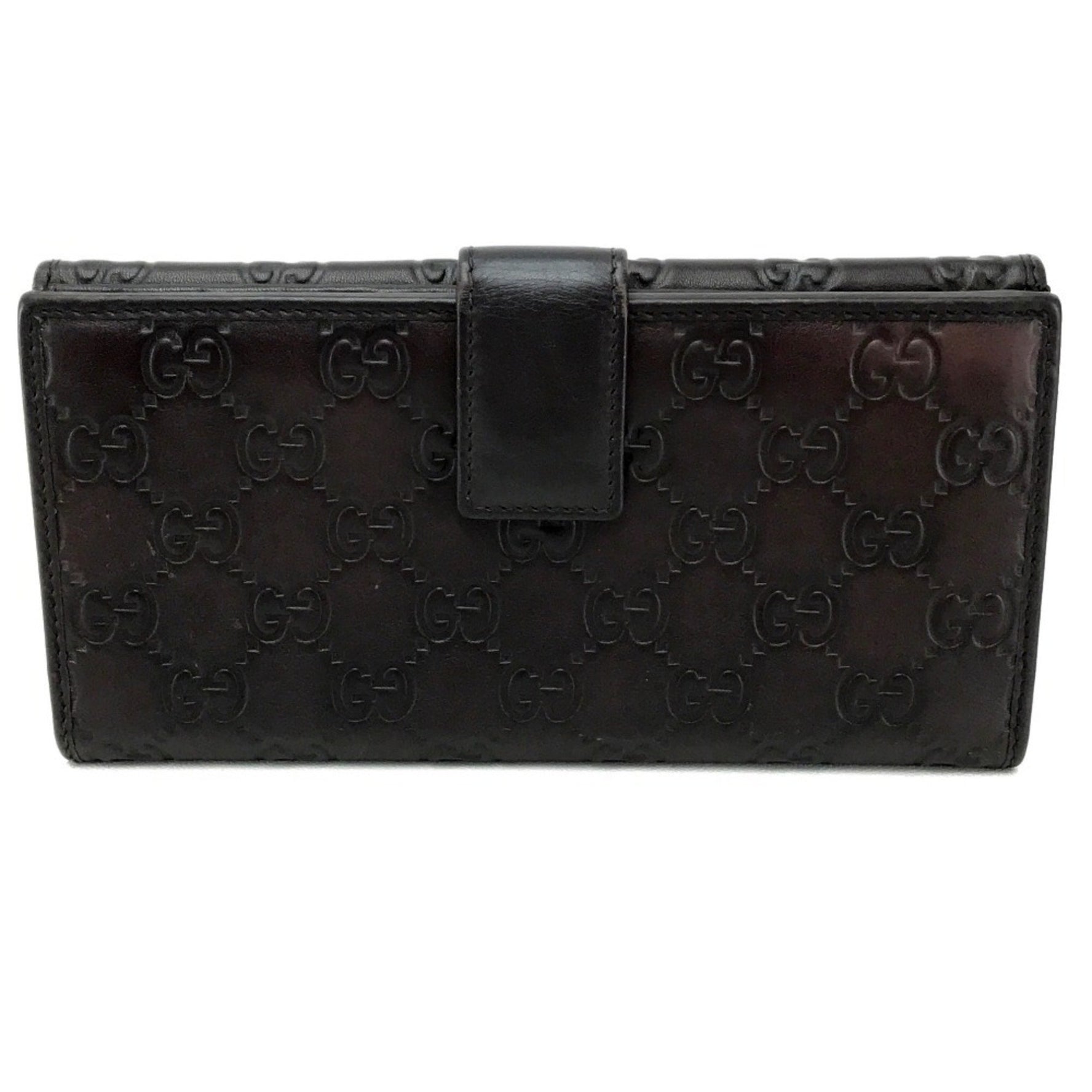 GUCCI Double Tri-fold Wallet MAYFAIR Guccissima Long Shima Leather Dark Brown Women's