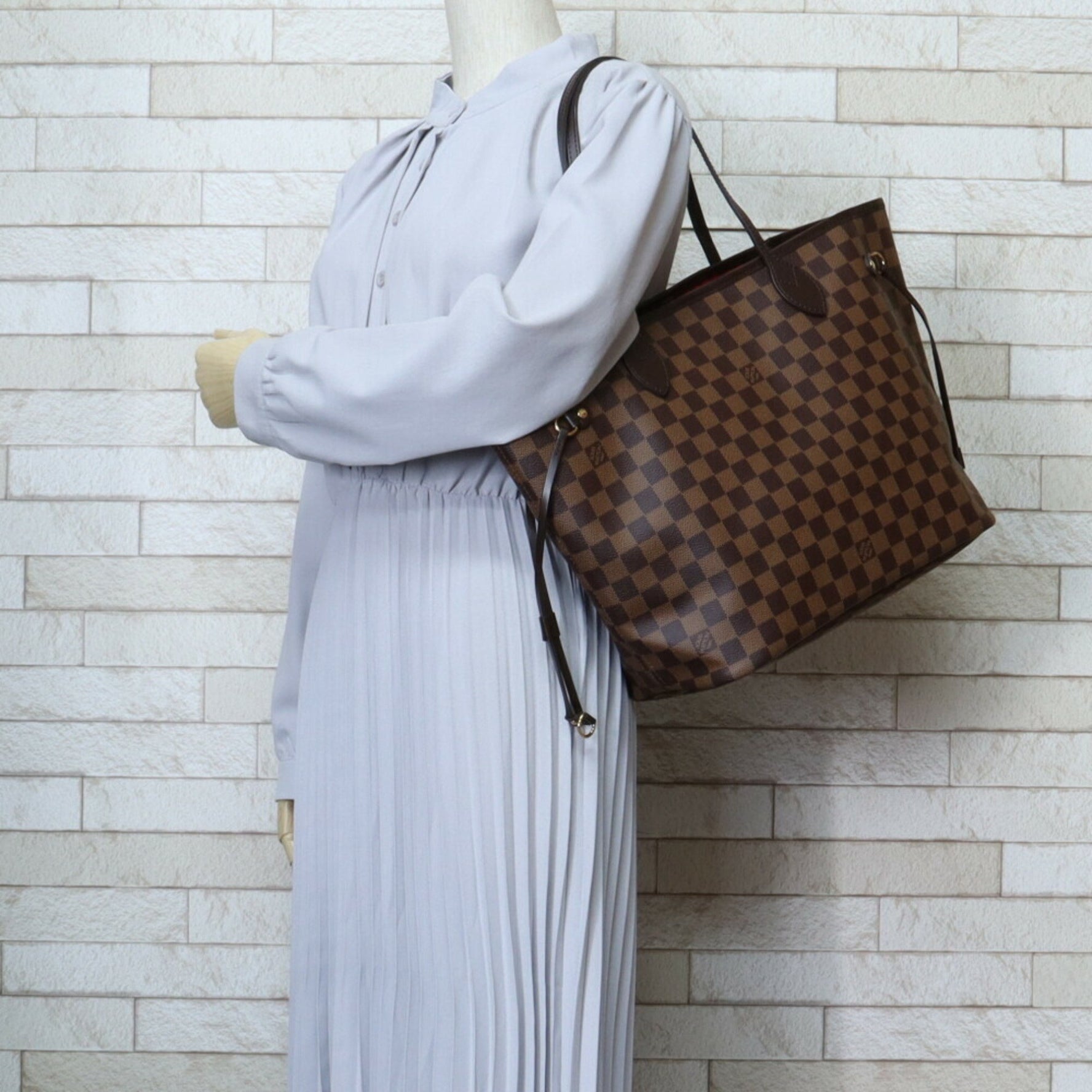 Louis Vuitton Neverfull MM Damier Tote Bag Canvas Brown Unisex
