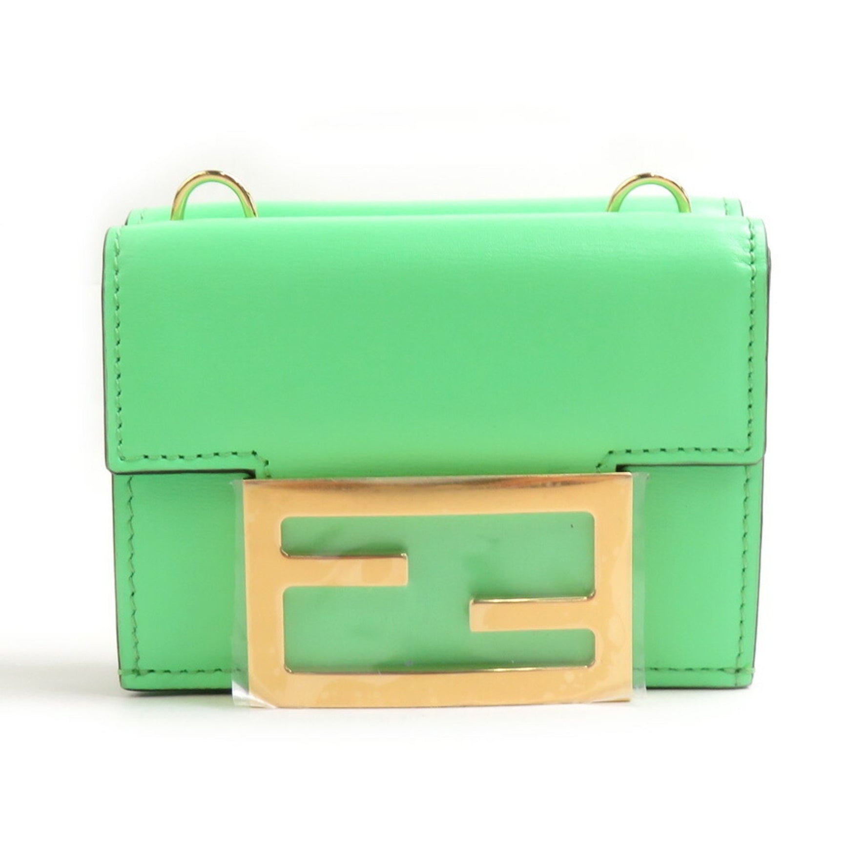 Fendi FENDI Shoulder Wallet Leather Light Green Gold Women's 8M0482-AHM0 56309g