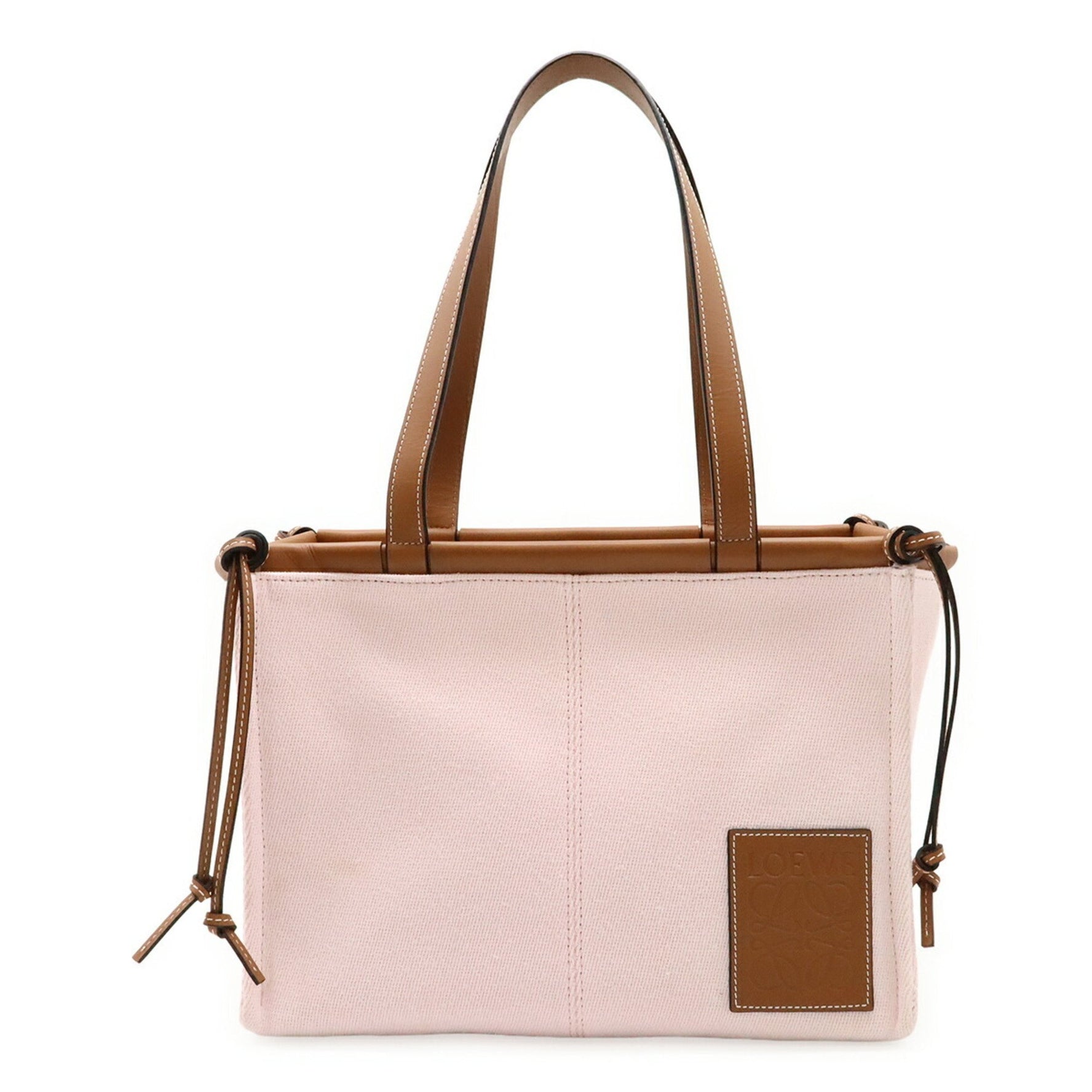 LOEWE Cushion Tote Small Tote/Shoulder Bag, Canvas and Leather, Light Pink Brown, 330.02AA93