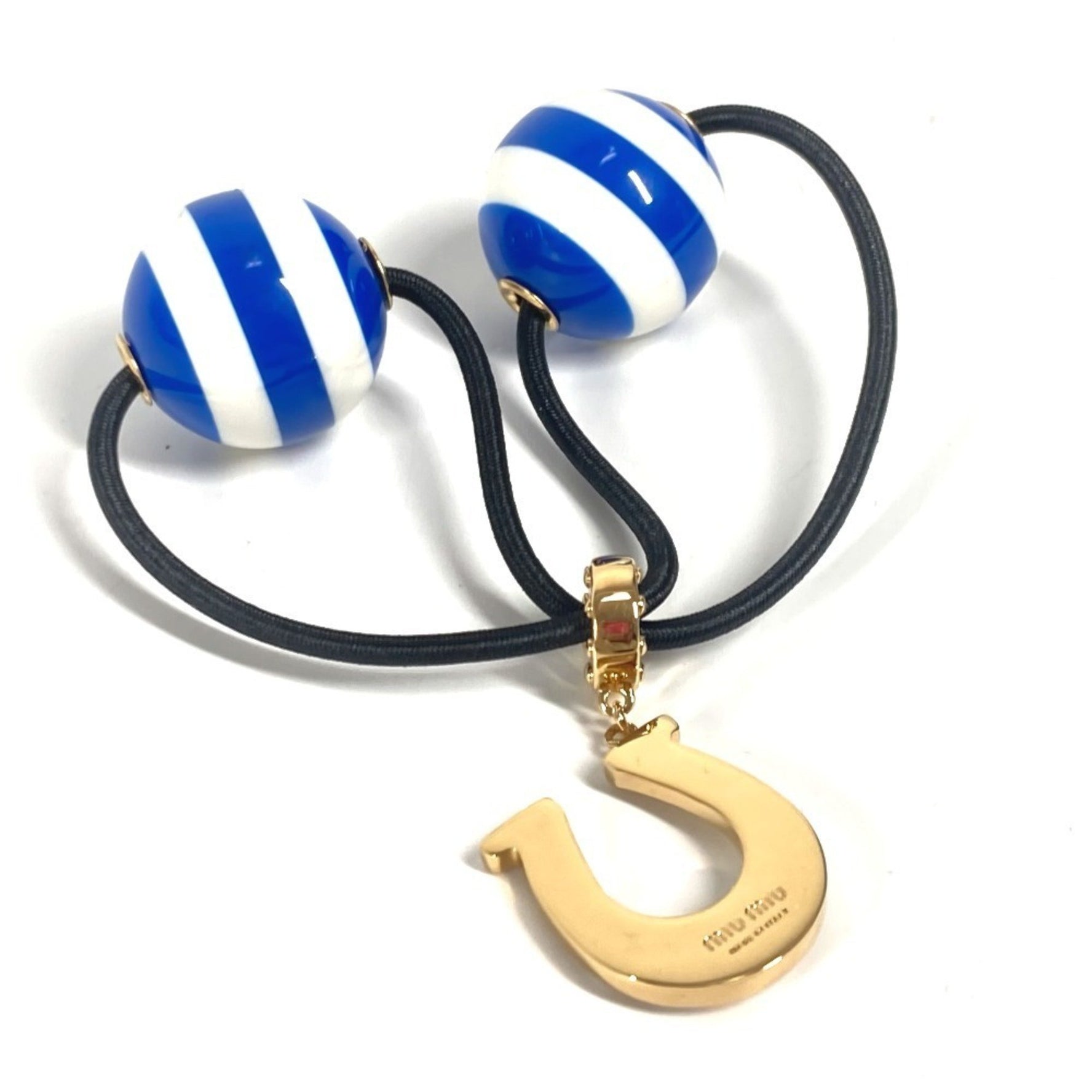 Miu Miu miu Miu Rhinestone Logo Border Hair Accessory Tie Metal Blue