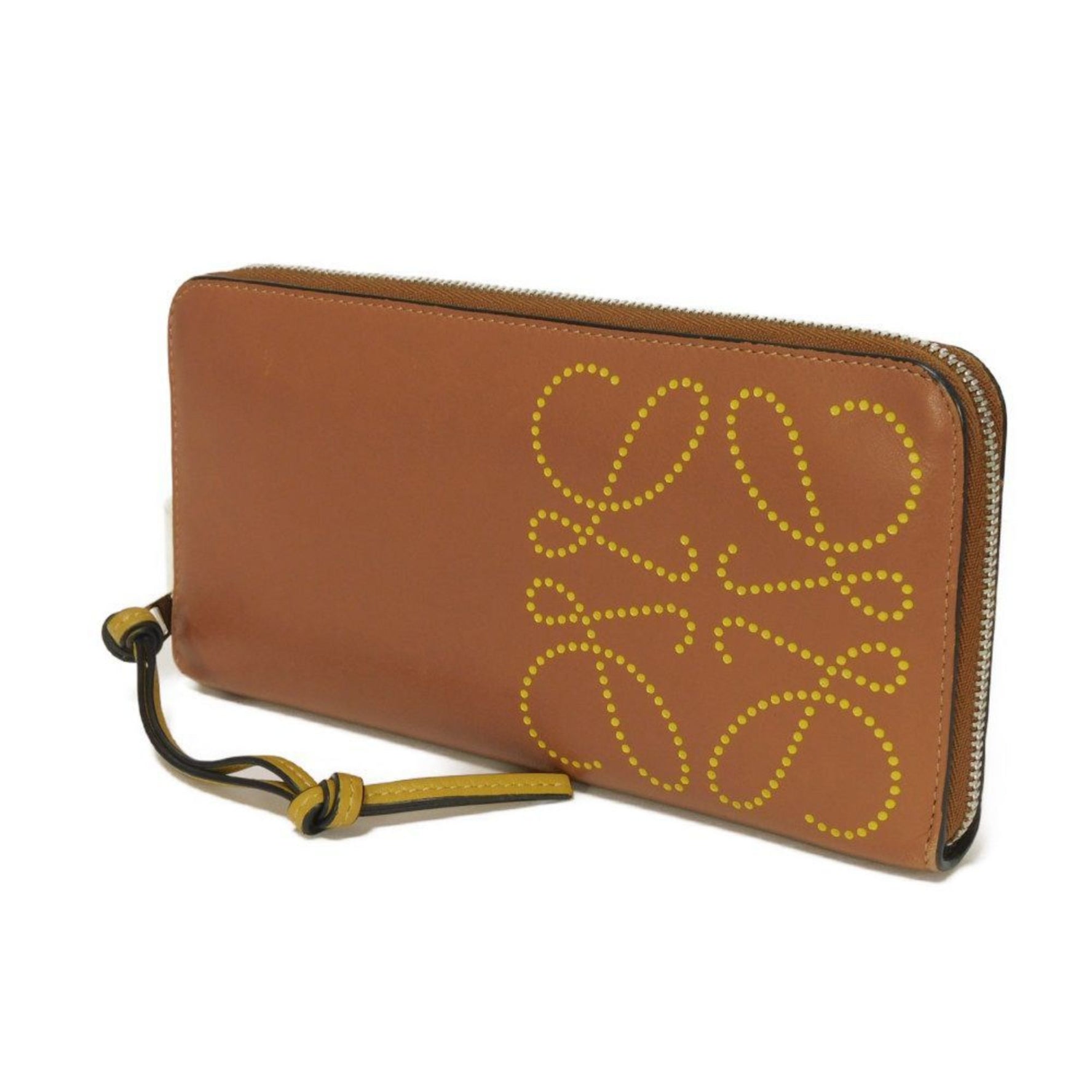 LOEWE Zip Around Long Wallet, Classic Calfskin, Ocher, Two-Tone, Round Anagram, Tan, Men's/Women's