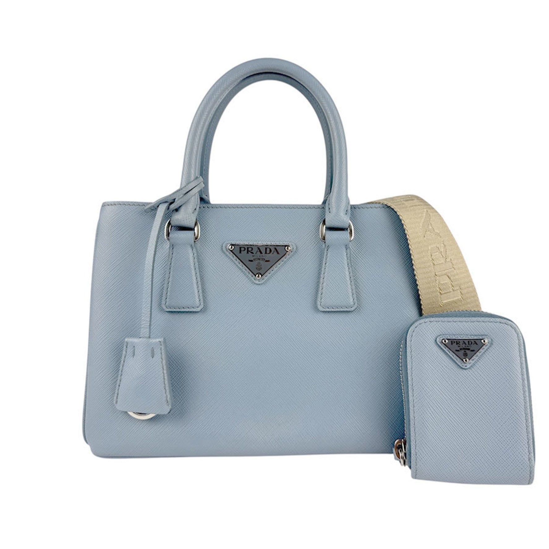 Prada Light Blue Leather Handbag Shoulder Bag