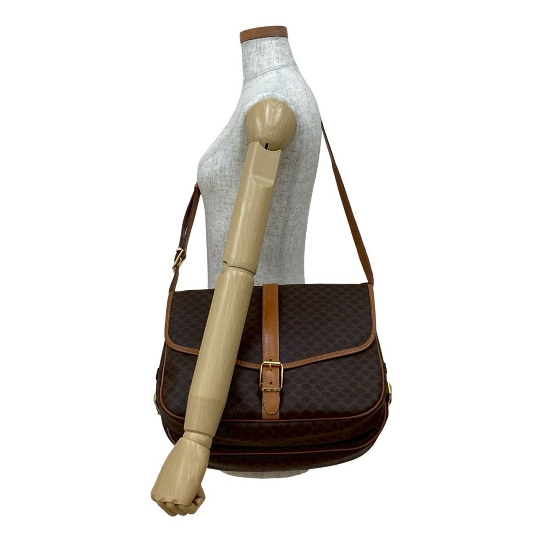 CELINE Macadam Blason Pattern Leather Shoulder Bag/Sacoch/Body Bag 013-5