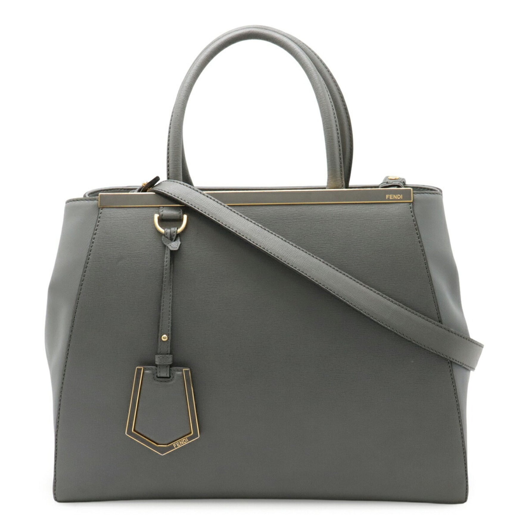 FENDI Toujours Handbag Shoulder Bag Leather Grey