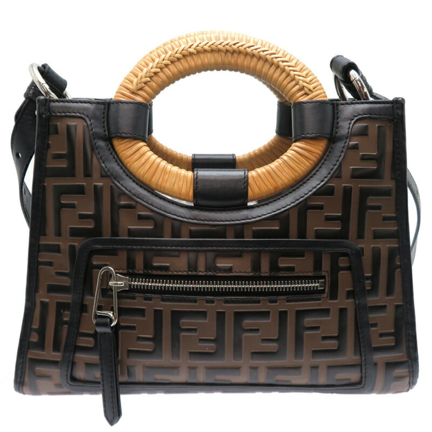 Fendi Zucca Runaway Shopper Small Handbag Leather