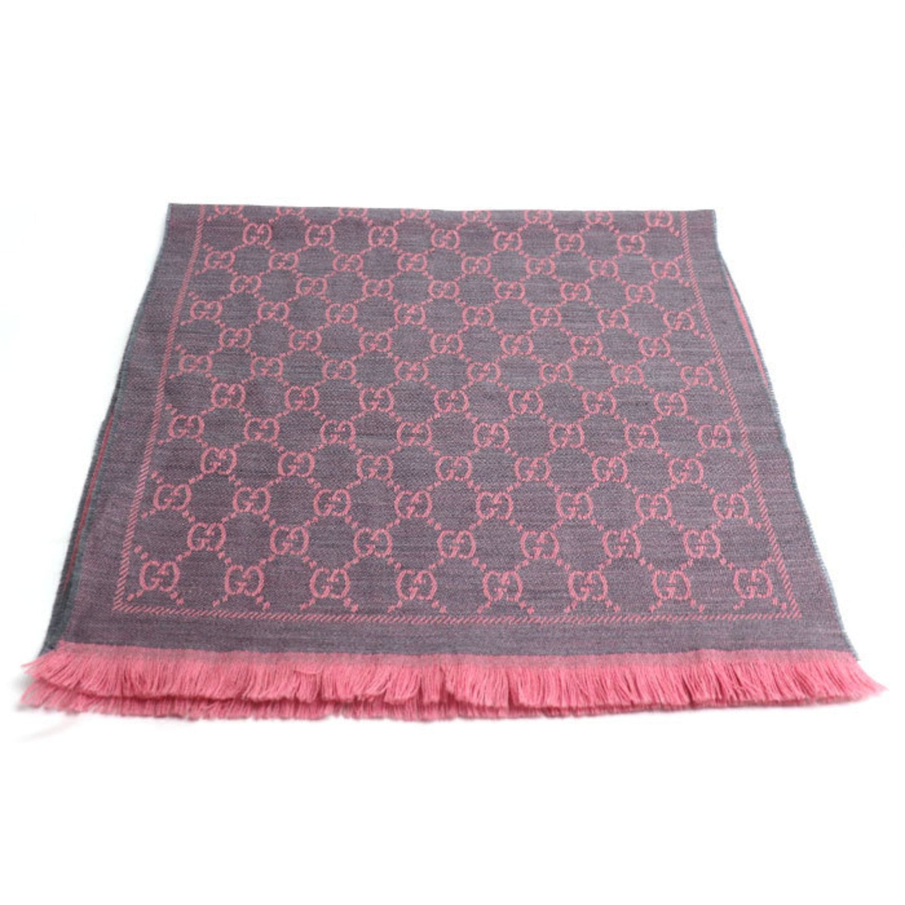 GUCCI GG Scarf, Gray and Pink, 3G200 1272, Women's Muffler, Stole