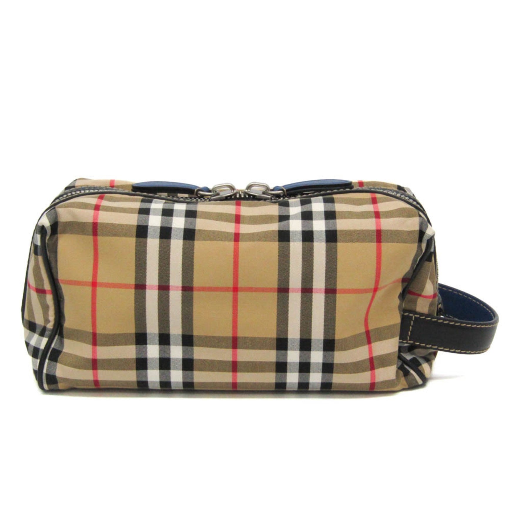 Burberry Vintage Check Wash Bag Women,Men Leather,Nylon Canvas Clutch Bag,Pouch Beige
