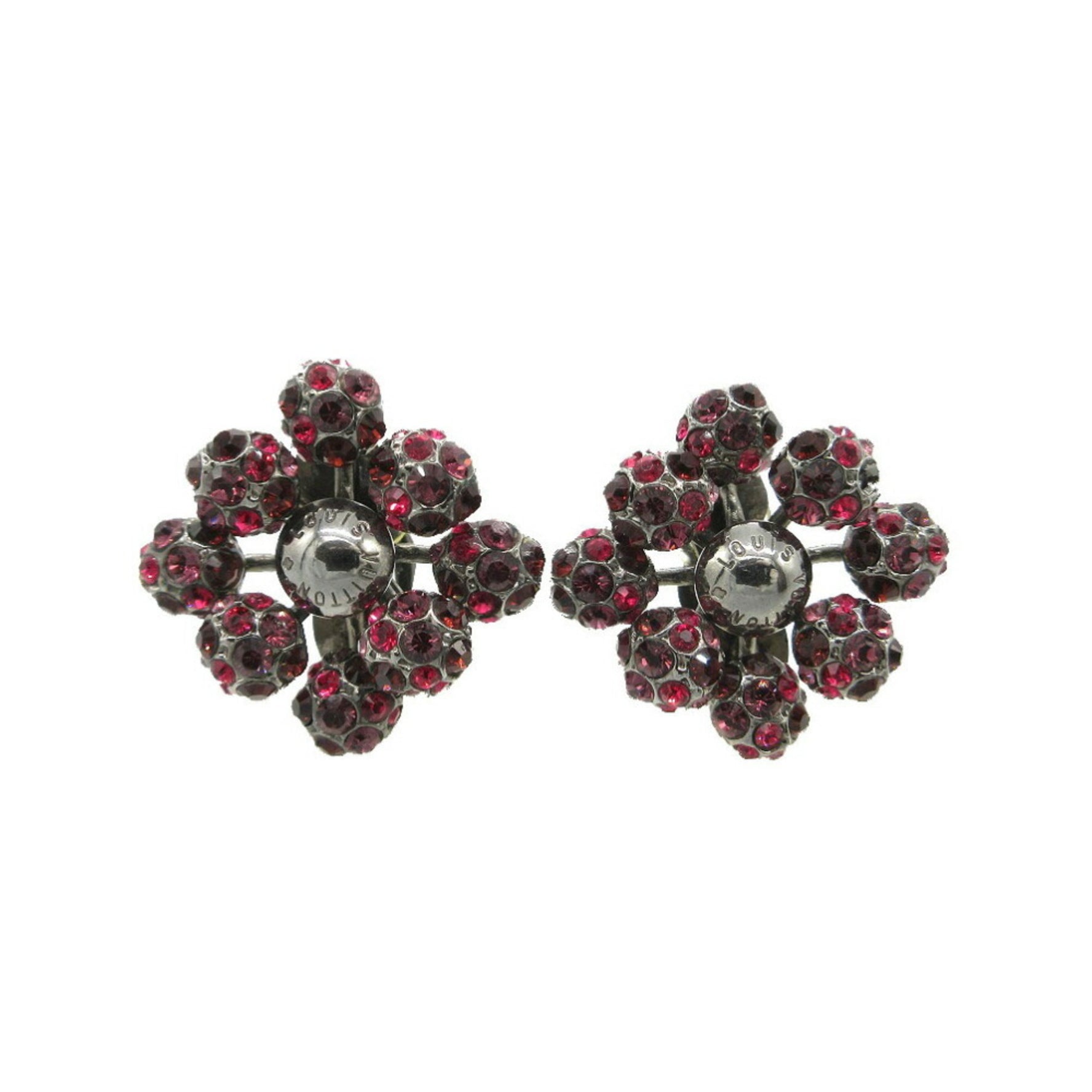 Louis Vuitton Berg Milleune Earrings Stone/Metal Black Silver/Purple/Pink VUITTON
