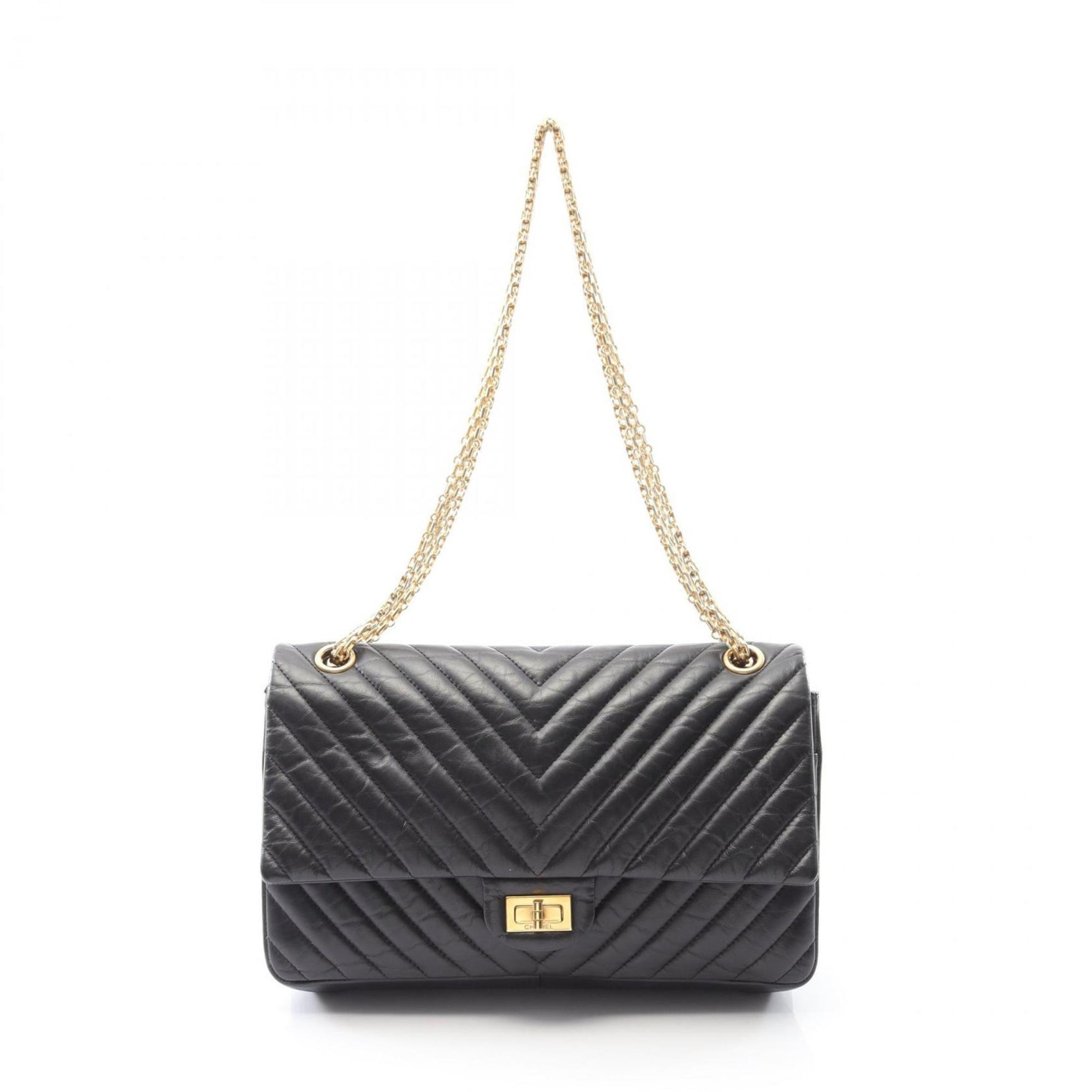 CHANEL 2.55 Matelasse Double Flap Shoulder Bag in Lambskin Leather