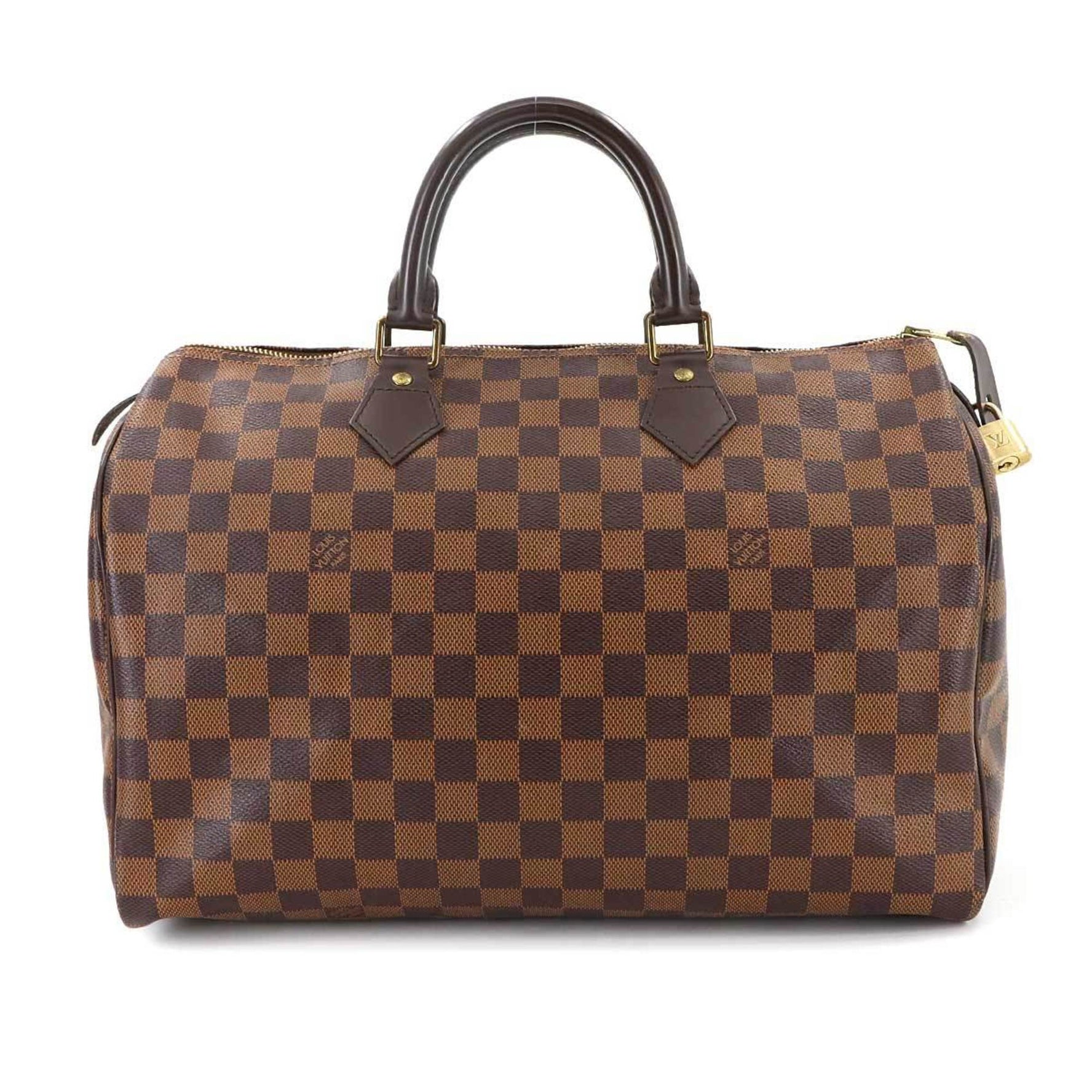 Louis Vuitton Damier Speedy 35 Handbag, Ebene Brown, N41523, Gold Hardware