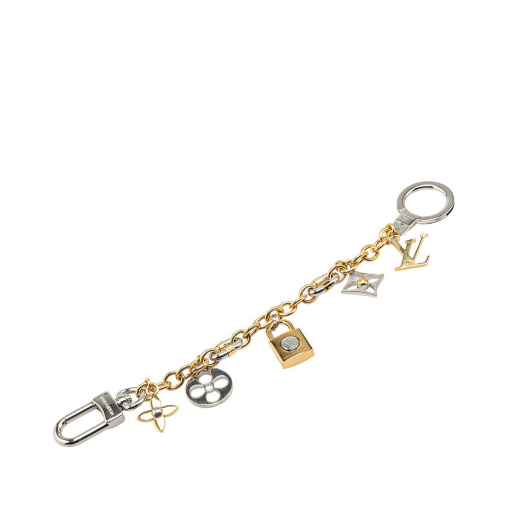 Louis Vuitton Chain LV Padlock Bag Charm Keychain Gold and Silver Plated