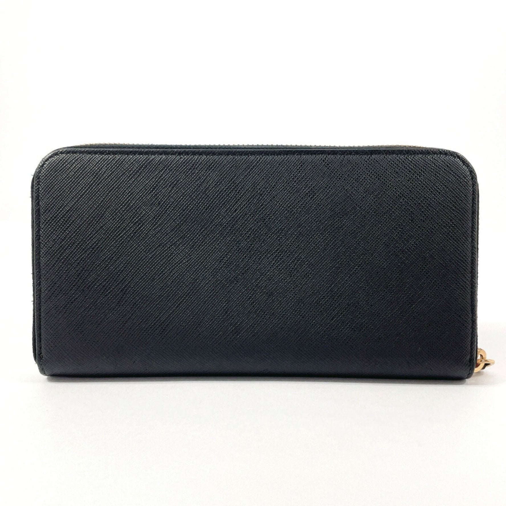 PRADA Prada Long Wallet Saffiano Leather Black 230A Engraved Women's