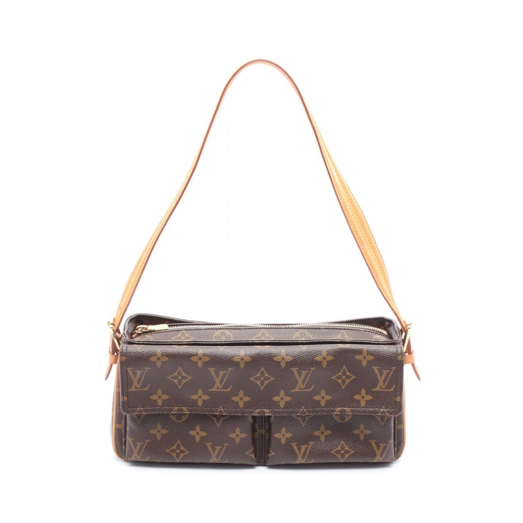 Louis Vuitton Vivacite MM Shoulder Bag Coated Canvas Leather Monogram Brown