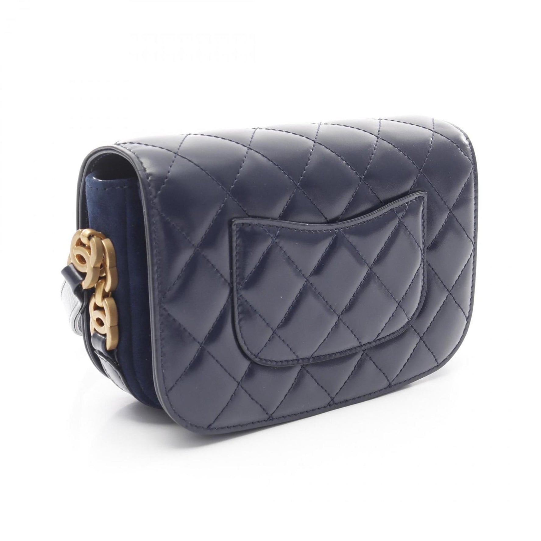CHANEL Matelasse Shoulder Bag in Leather and Suede, Navy Blue, AS3396