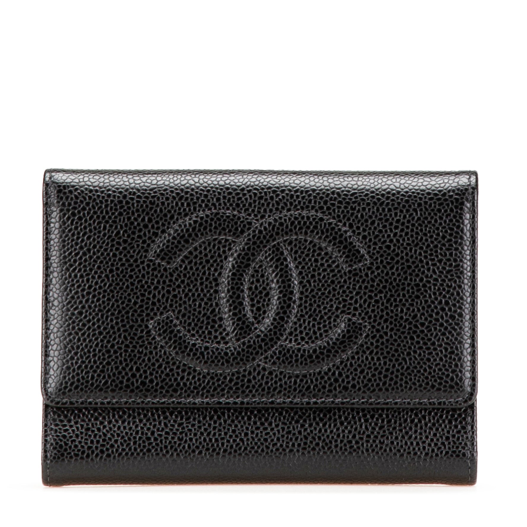 CHANEL Coco Mark Tri-fold Wallet in Caviar Leather