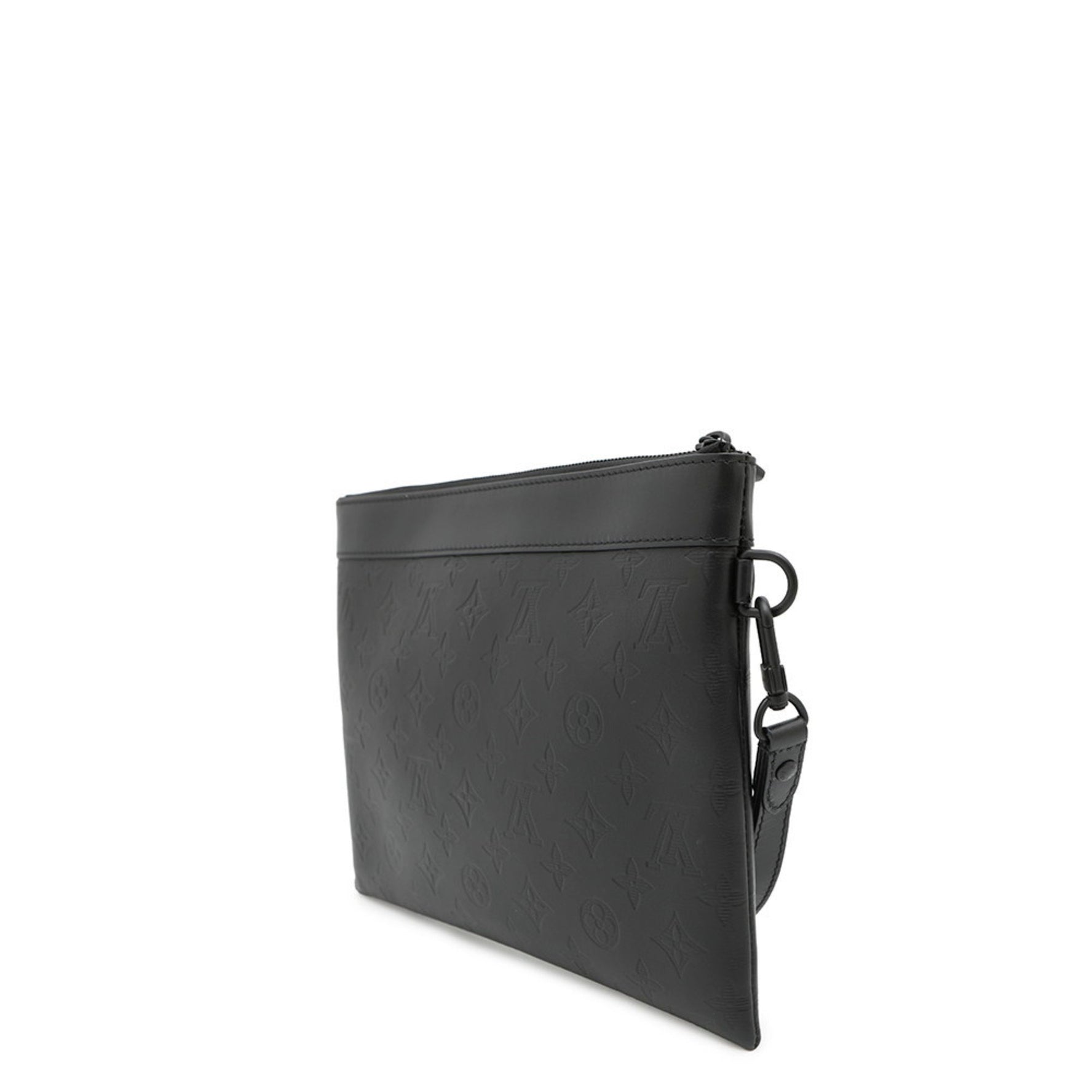 Louis Vuitton Monogram Shadow Pochette To Go Clutch Bag M81570 Black