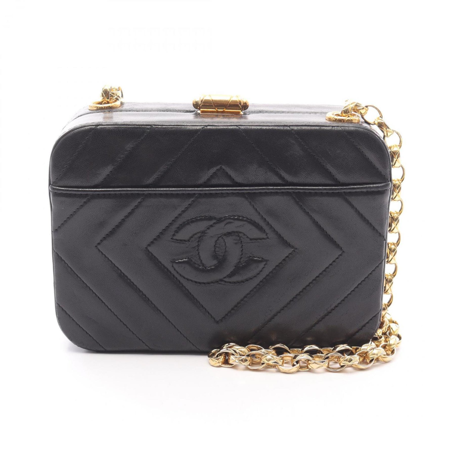 CHANEL Coco Mark Diamond Stitch Shoulder Bag, Lambskin Leather