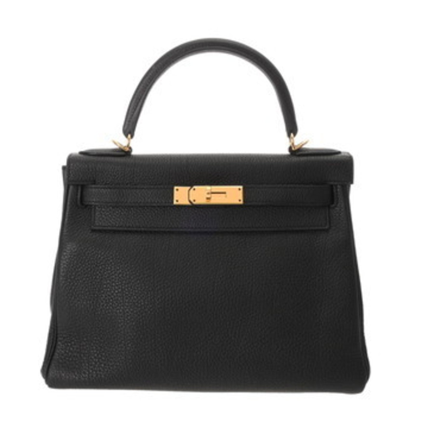 HERMES Kelly 28, Inner Stitching, Black, T Stamp (circa 2015), Women's Togo Handbag