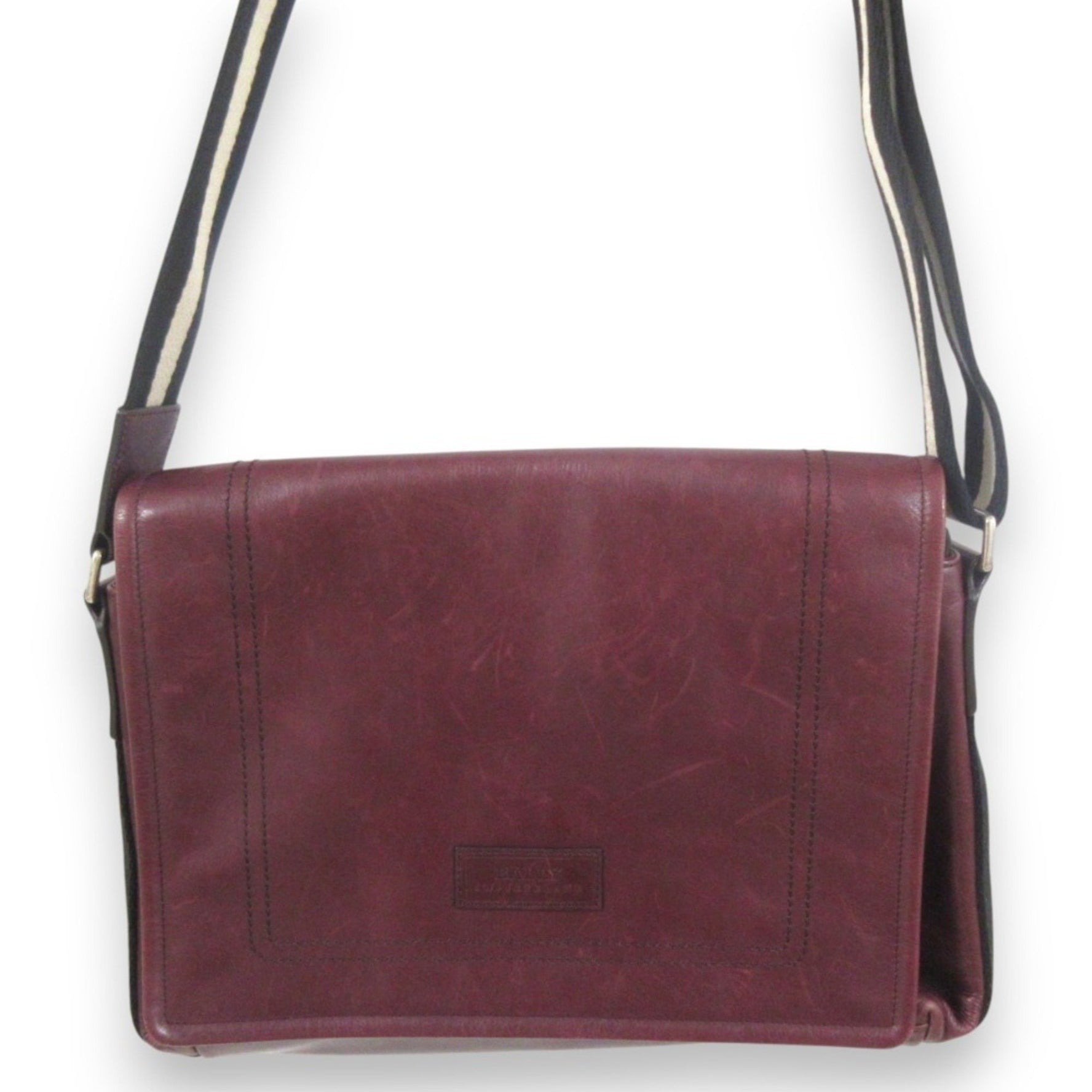 BALLY TEPOLT Leather Flap Messenger Shoulder Bag Burgundy Red Men's Women's