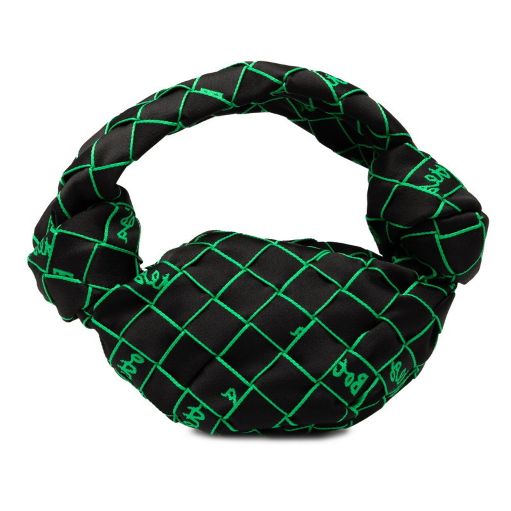 Bottega Veneta Double Knot Webbing Handbag/One-Shoulder Bag in Black and Green Polyester