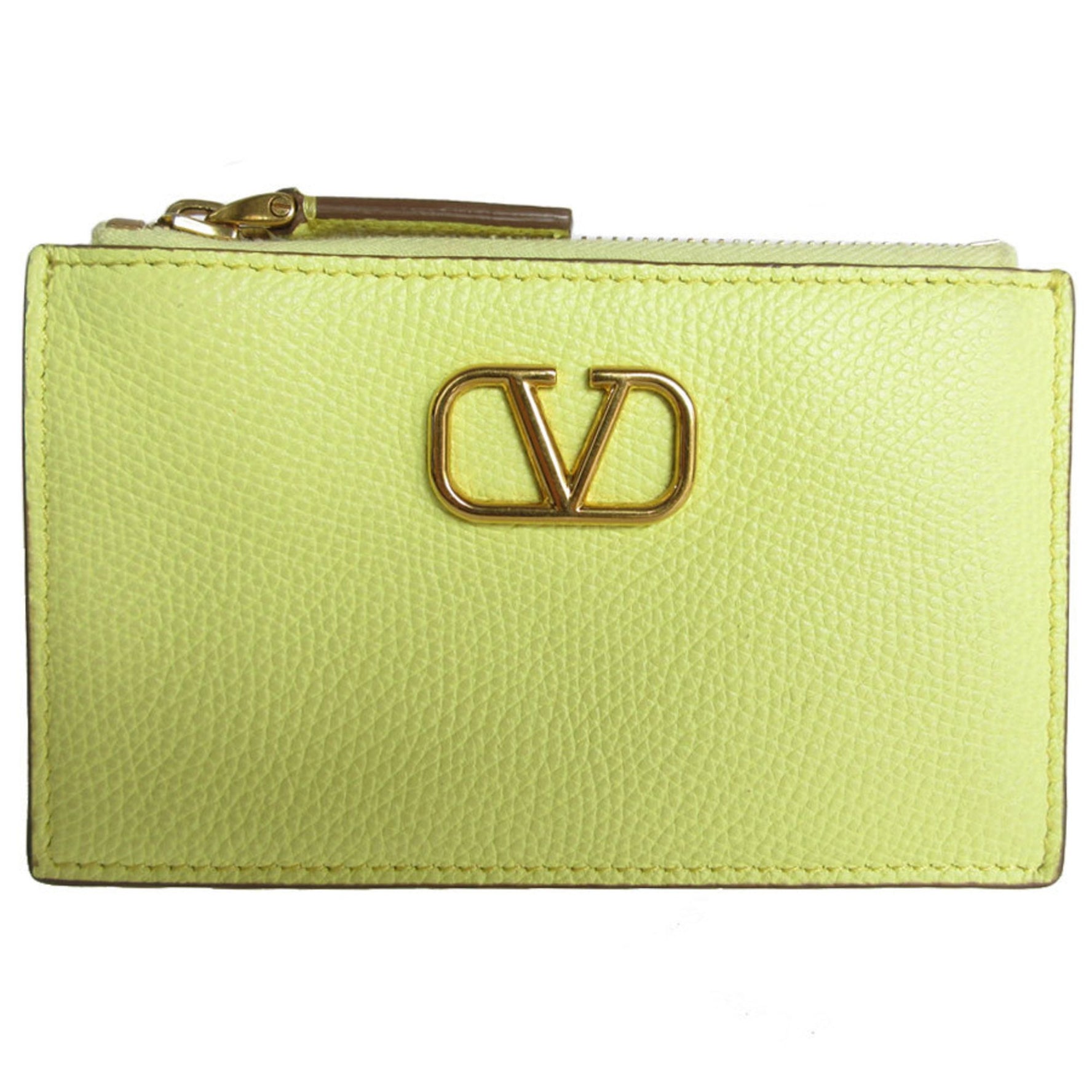 Valentino Garavani Business Card Holder, Case, Wallet, Coin Leather, Gold