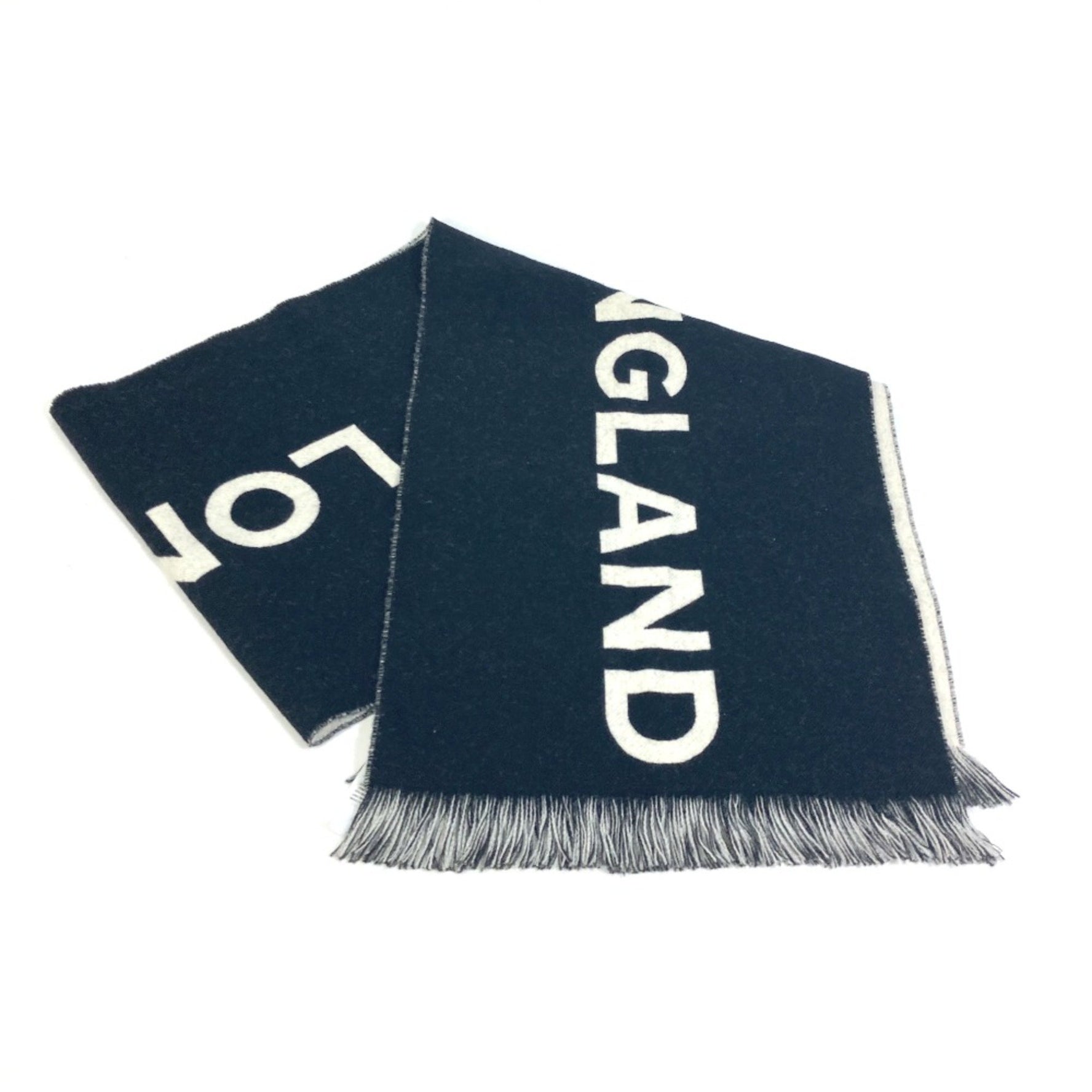 Burberry fringe big logo Scarf Black WhiteBased