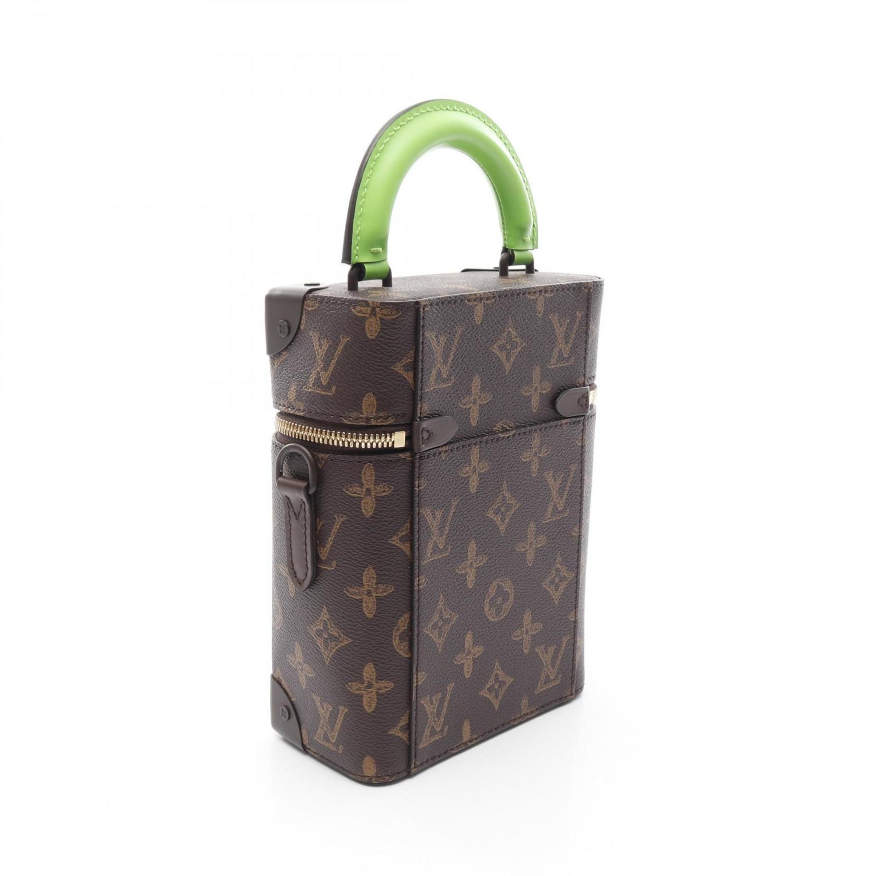 Louis Vuitton Vertical Box Trunk Handbag, Coated Canvas and Leather, Monogram, Brown Green