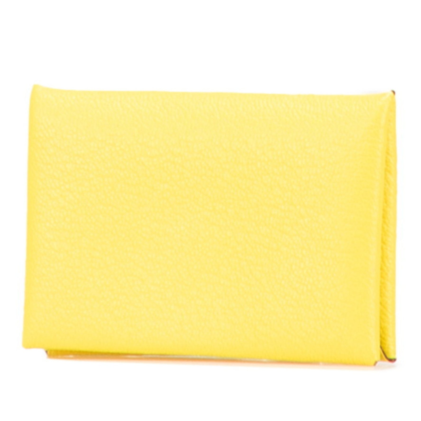 Hermes Hermès Calvi wallet/coin case in lime yellow chevre .