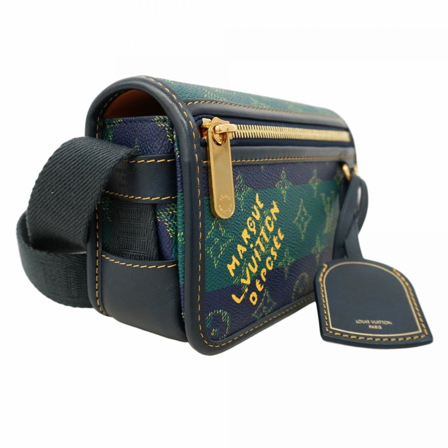 Louis Vuitton Monogram Heritage Bosphor Wearable Wallet Shoulder Bag Navy Green