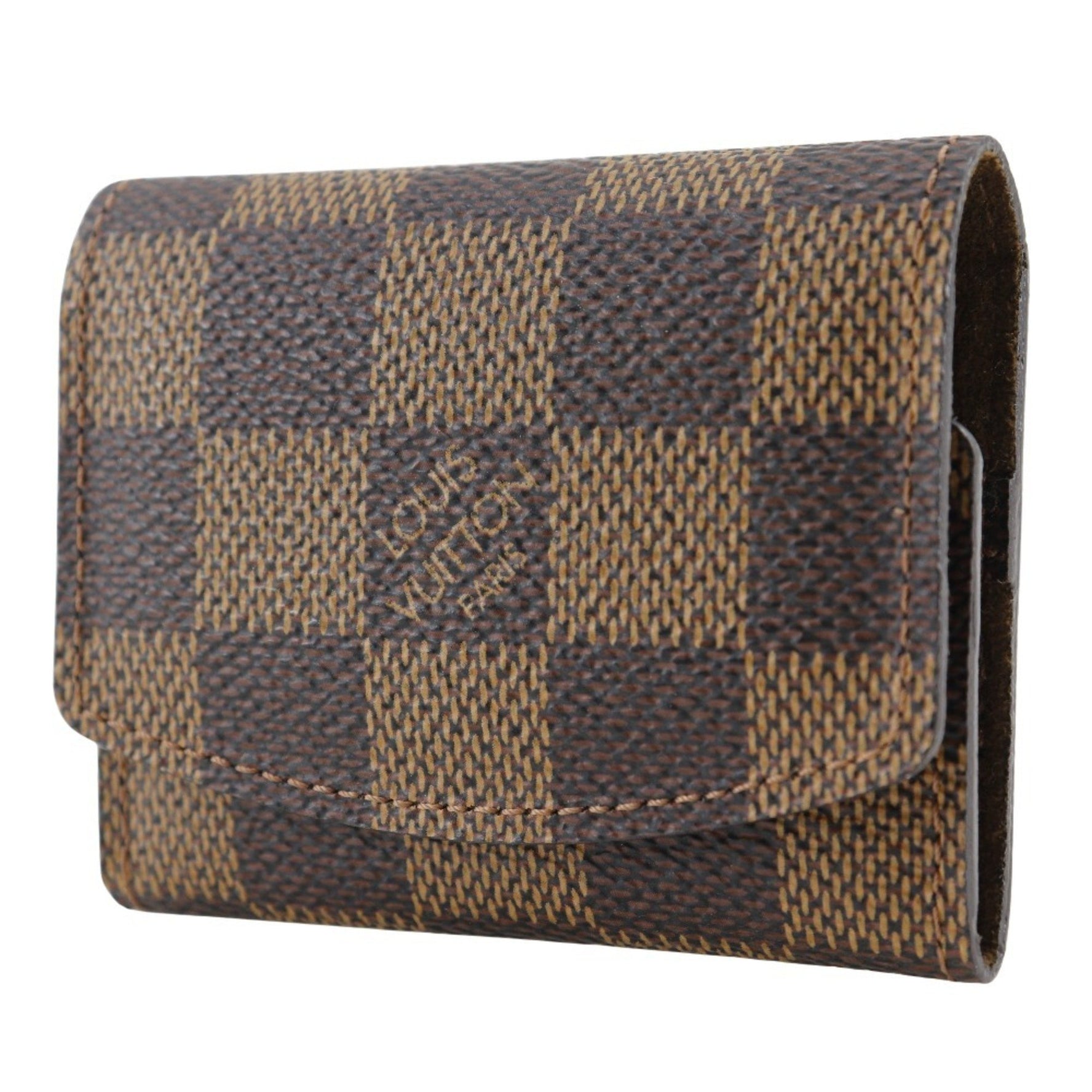Louis Vuitton LOUIS VUITTON Cufflinks case Miscellaneous goods M64681 Damier canvas 2008 Brown MI0088 Cufflink Men's