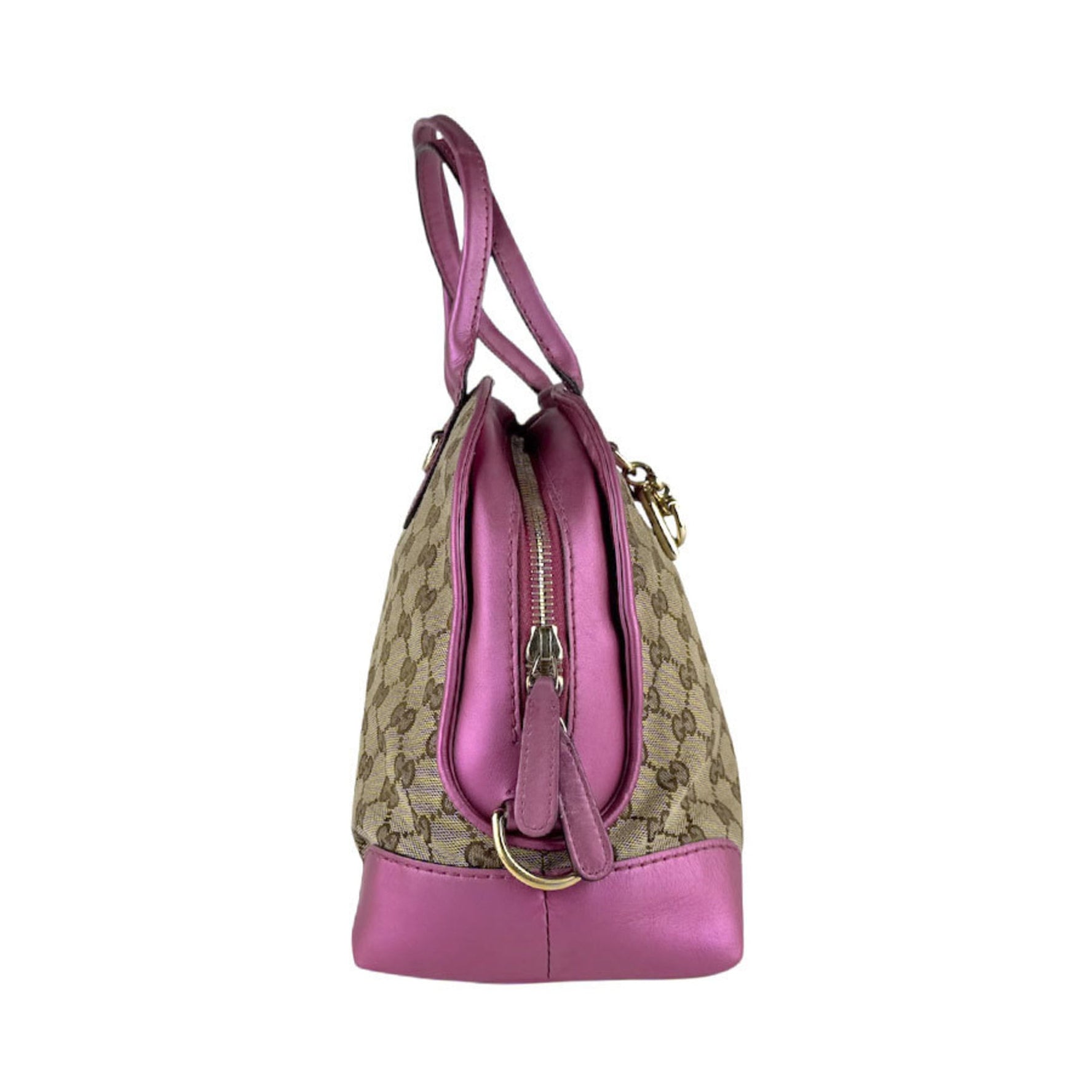 Gucci GG Canvas and Leather Handbag in Metallic Pink Brown, Men's