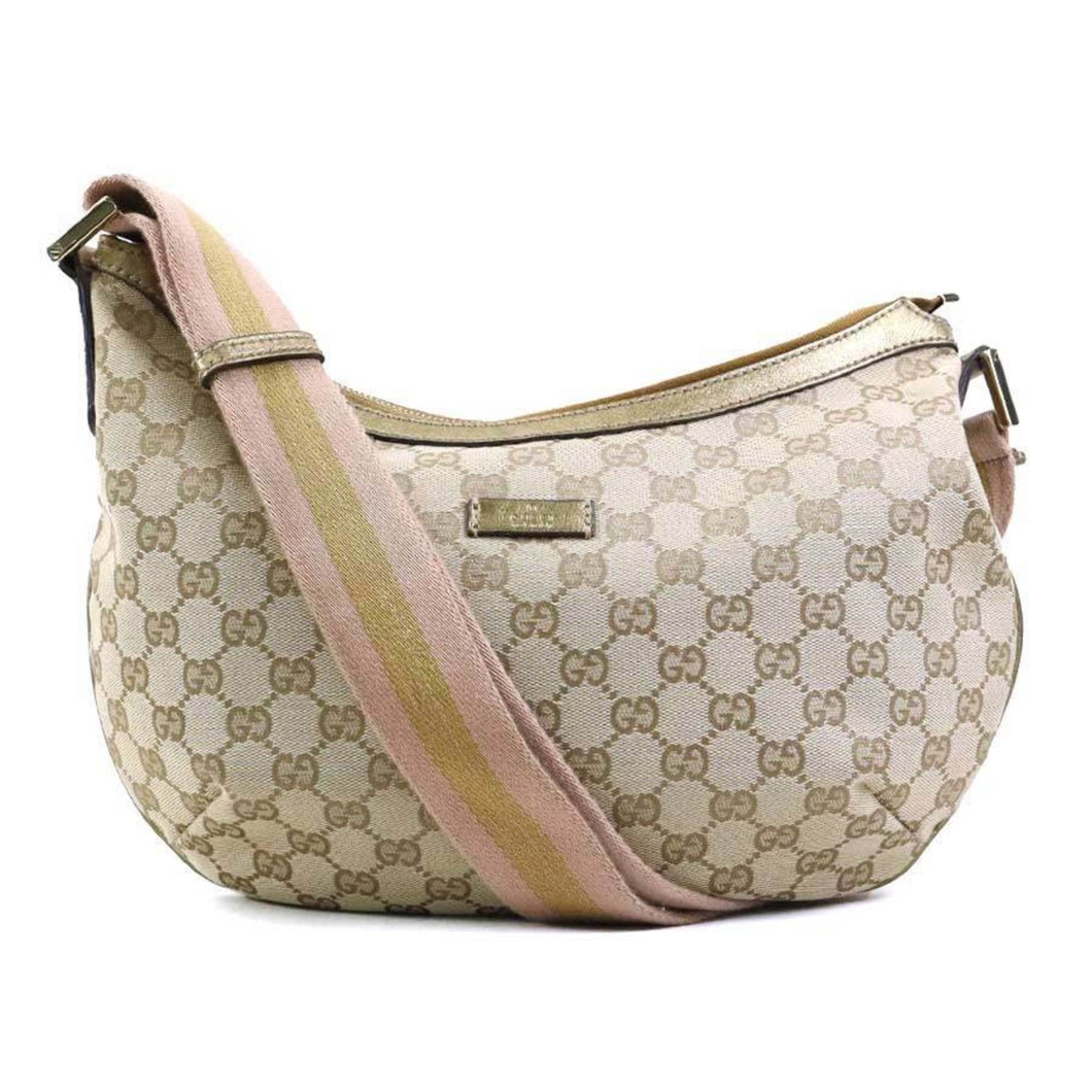 GUCCI Shoulder Bag GG Canvas Beige x Gold Men's