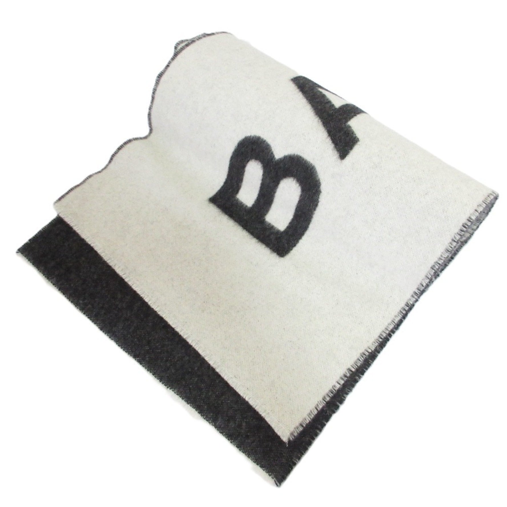 BALENCIAGA Short Fringe Logo Scarf/Shawl Grey Men's Women's