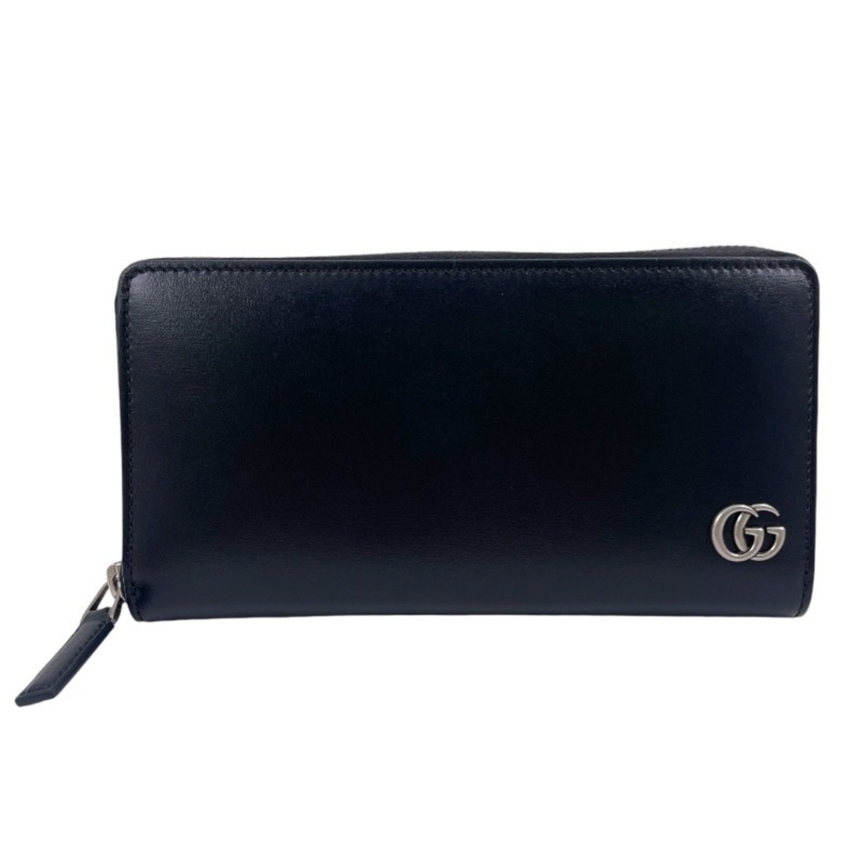 GUCCI GG Marmont Men's Genuine Leather Long Wallet with Zip-Around Closure, Black