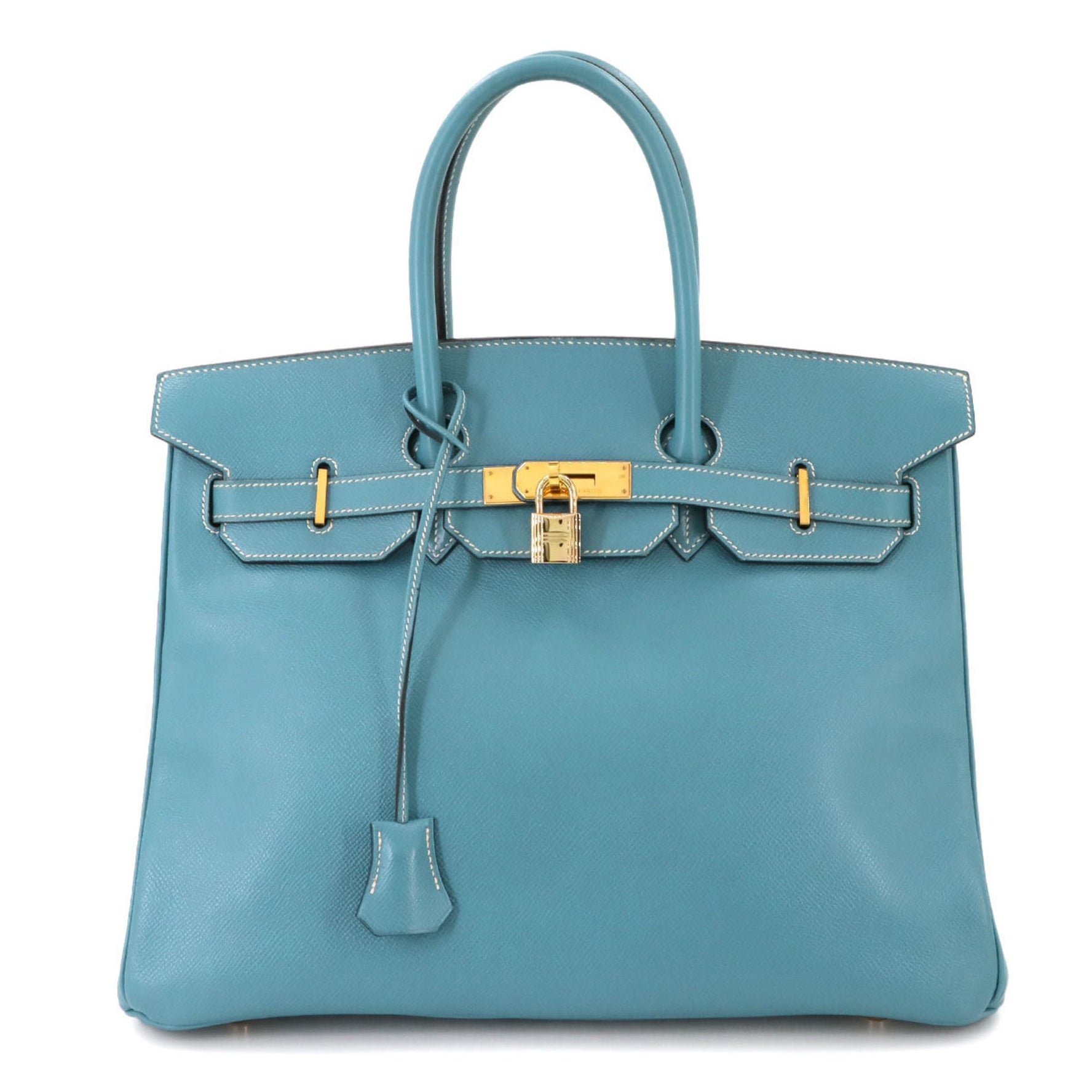 Hermes Hermès Birkin 35 Couchvel Epsom Blue Jean Handbag, Gold, B Stamp, Made in 1998, Gold Hardware