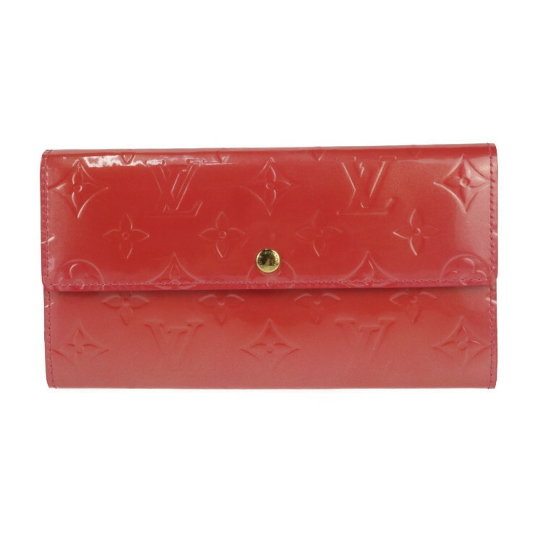 LOUIS VUITTON Louis Vuitton Portefeuille Sarah Long Wallet M9140F Monogram Vernis Raspberry Flap