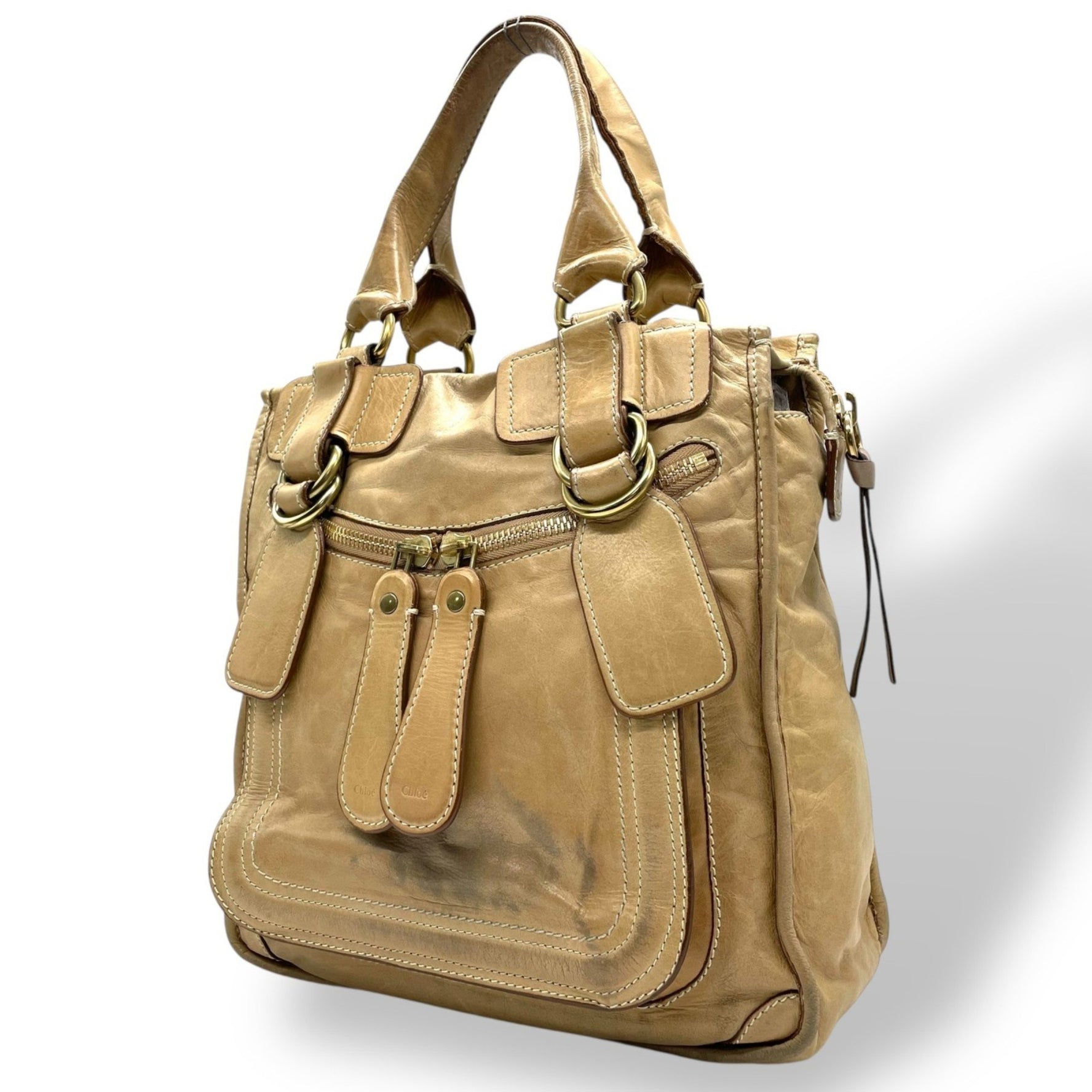 Chloé Chloe Bay Leather Tote Bag Brown Cowhide Light VINTAGE Archive