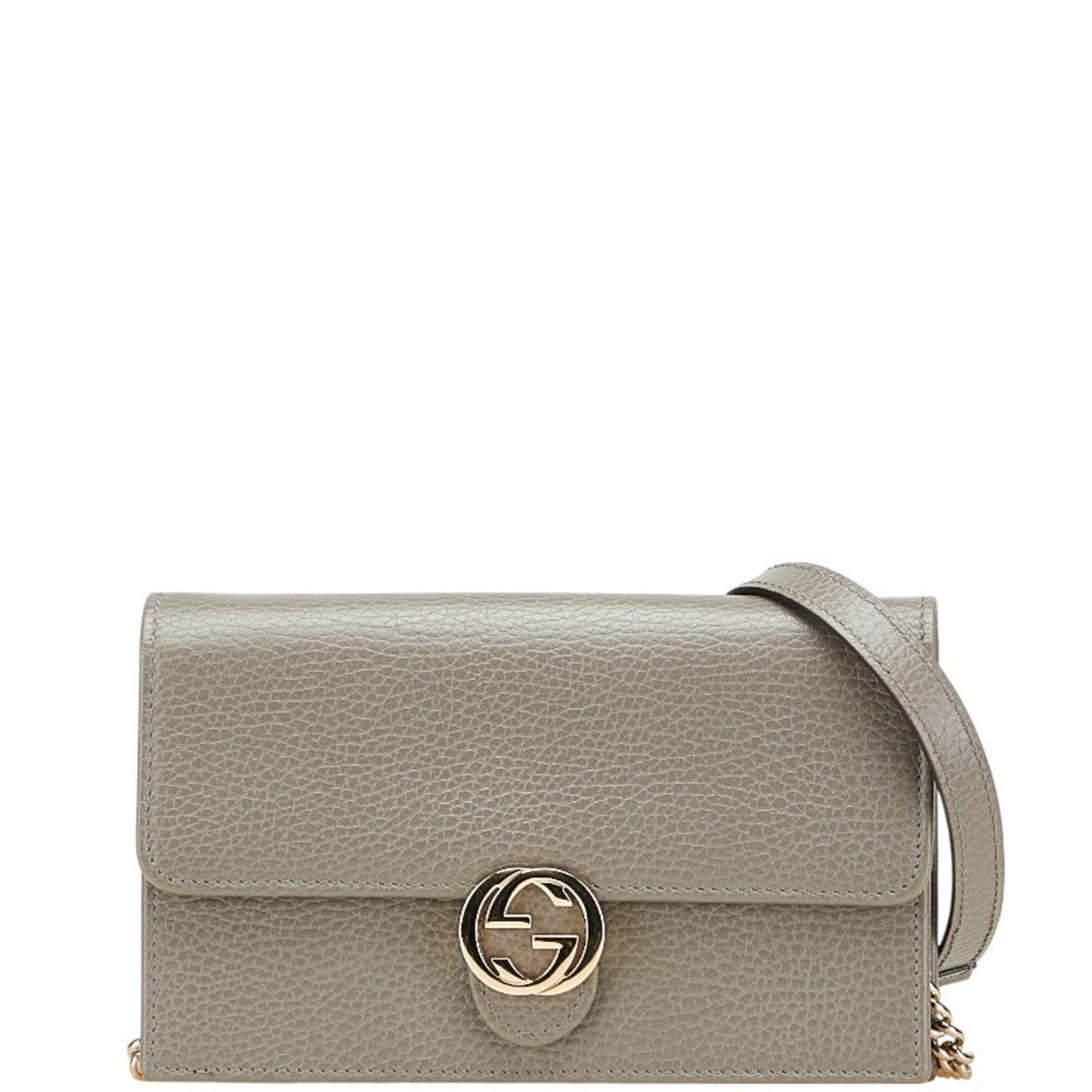 Gucci Interlocking G Chain Wallet Shoulder Bag and Gold Leather