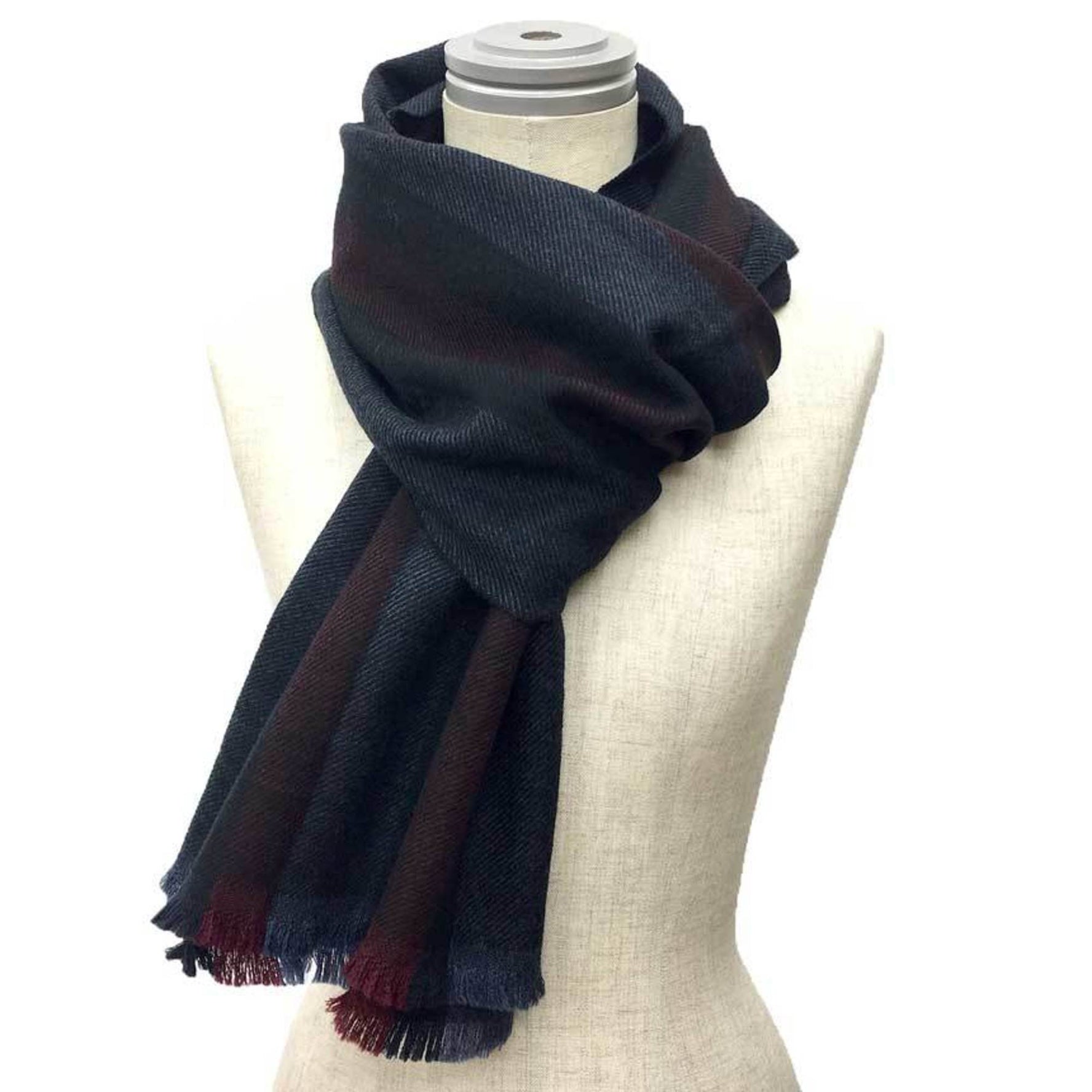 GUCCI scarf navy x burgundy men's unisex stole