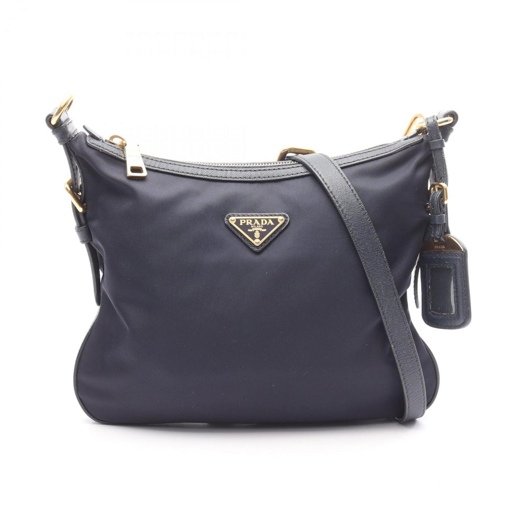 Prada TESSUTO+SAFFIAN Shoulder Bag in Nylon and Saffiano Leather, Blue