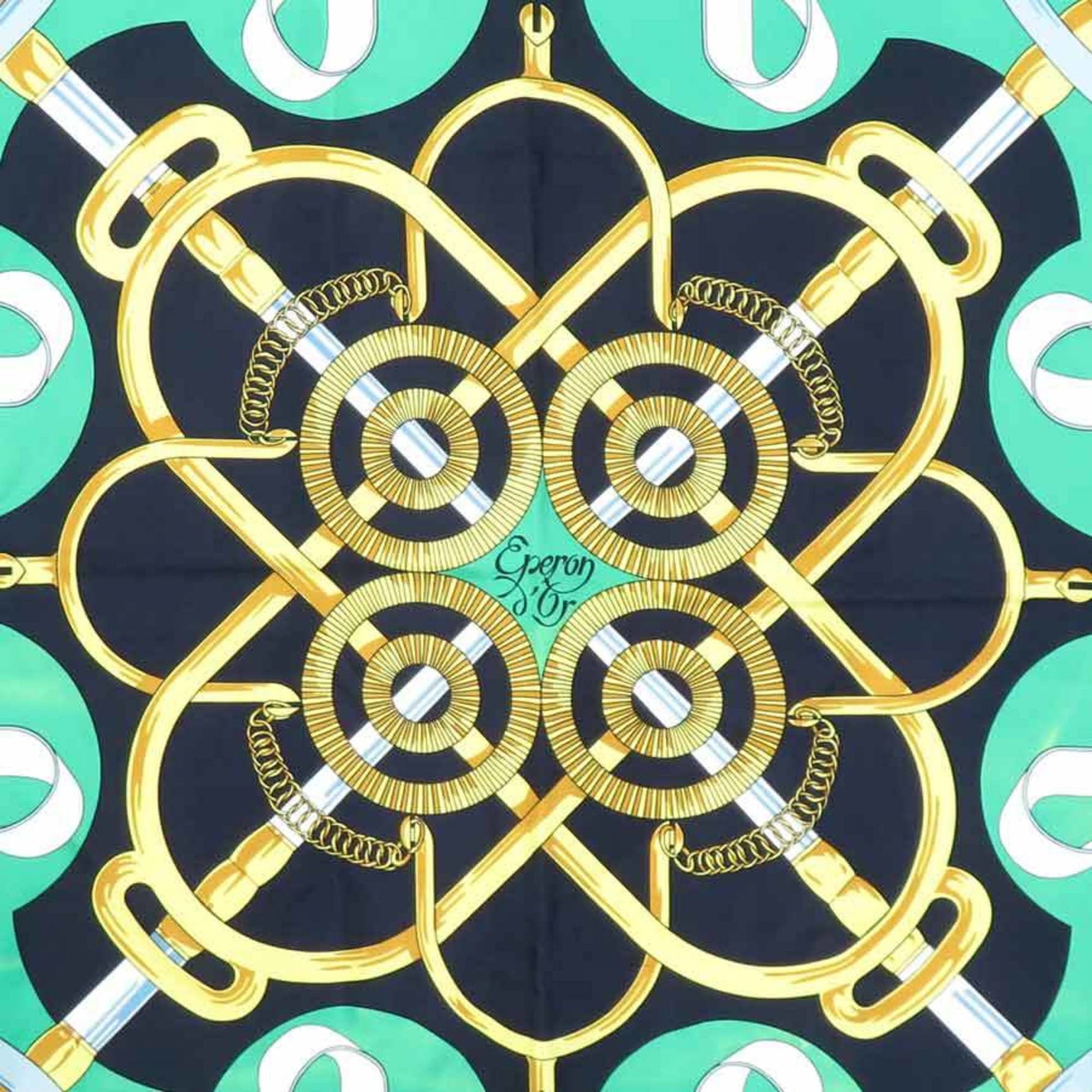 Hermes HERMES Scarf/Muffler Carre 90 Silk Navy Green Multicolor Women's w1152a