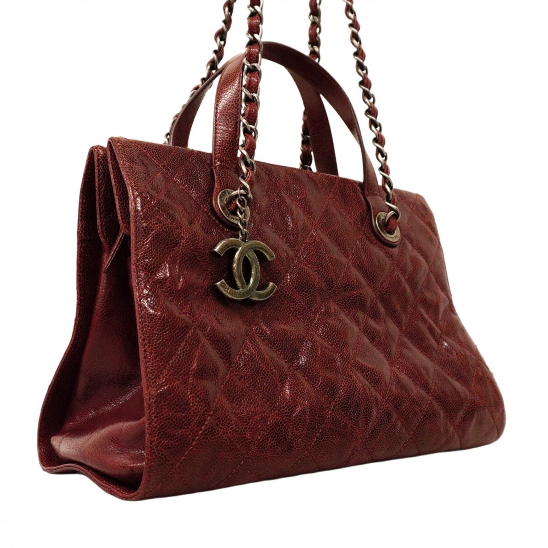 Chanel Matelasse Handbag with Chain Shoulder Strap, Caviar Skin, Bag