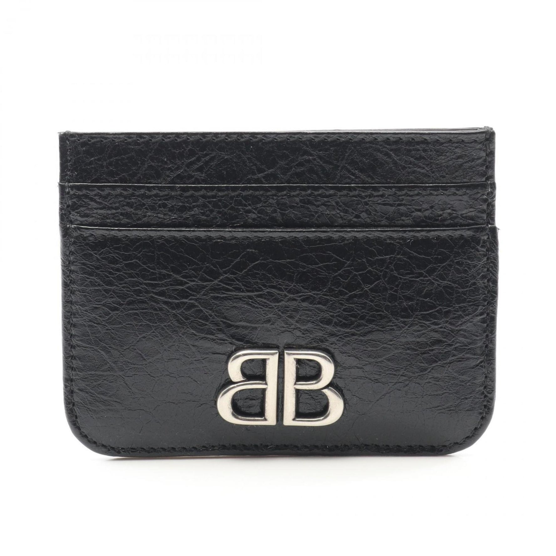 BALENCIAGA Monaco Business Card Holder/Card Case Leather Men's Black 7654632AAYP1000